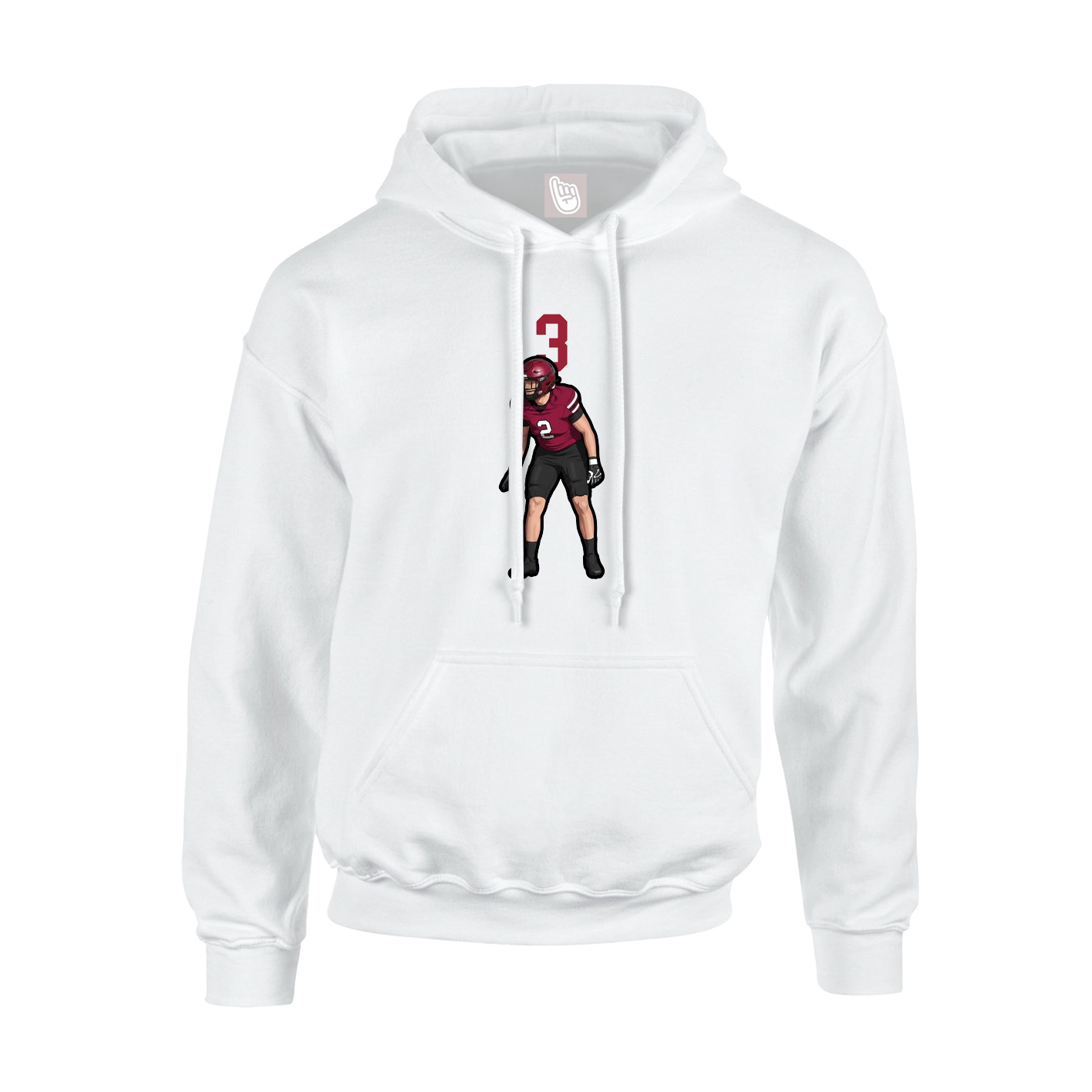 Youth Hoodie — Number Top in White
