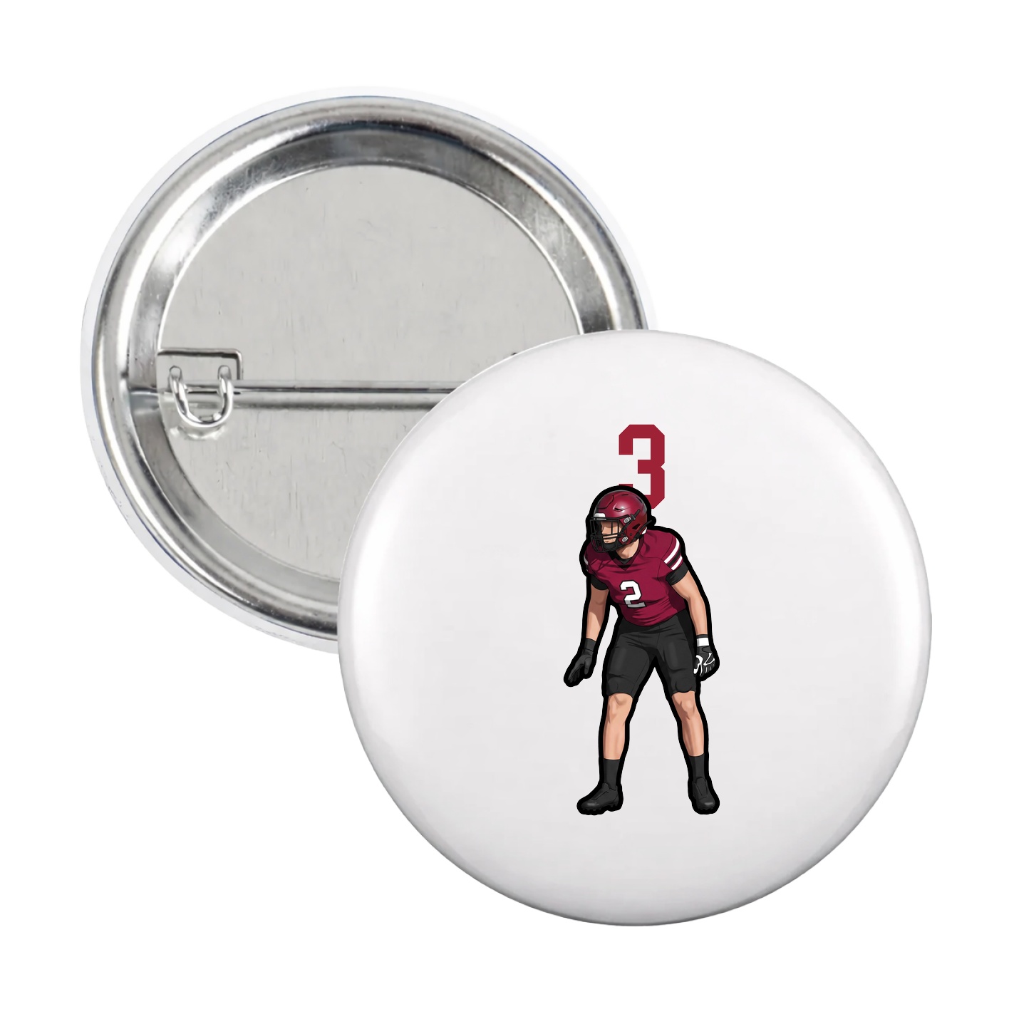 Game Day Button — Number Top in White