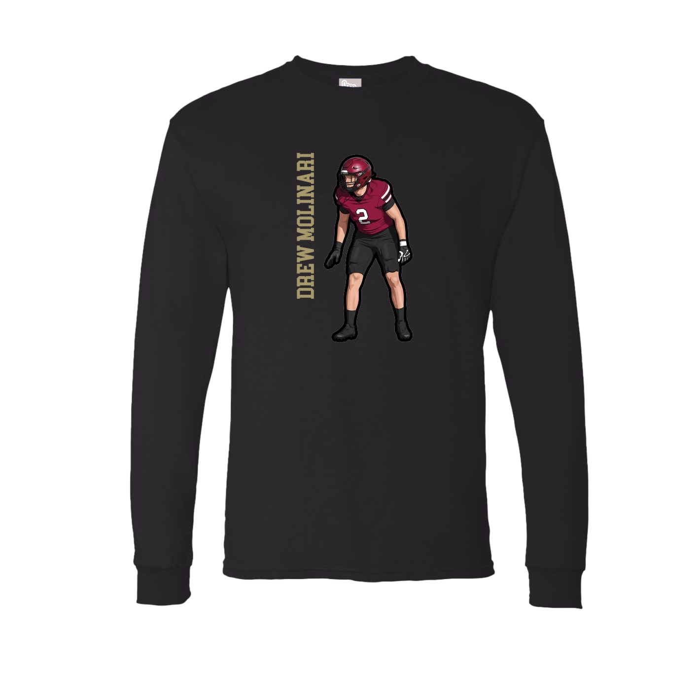 Long Sleeve Tee — Name Vertical in Black