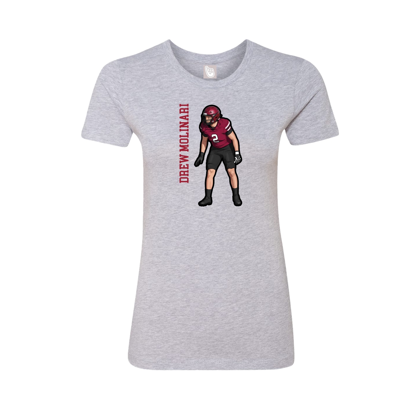 Fitted Women's Tee — Name Vertical in Grey