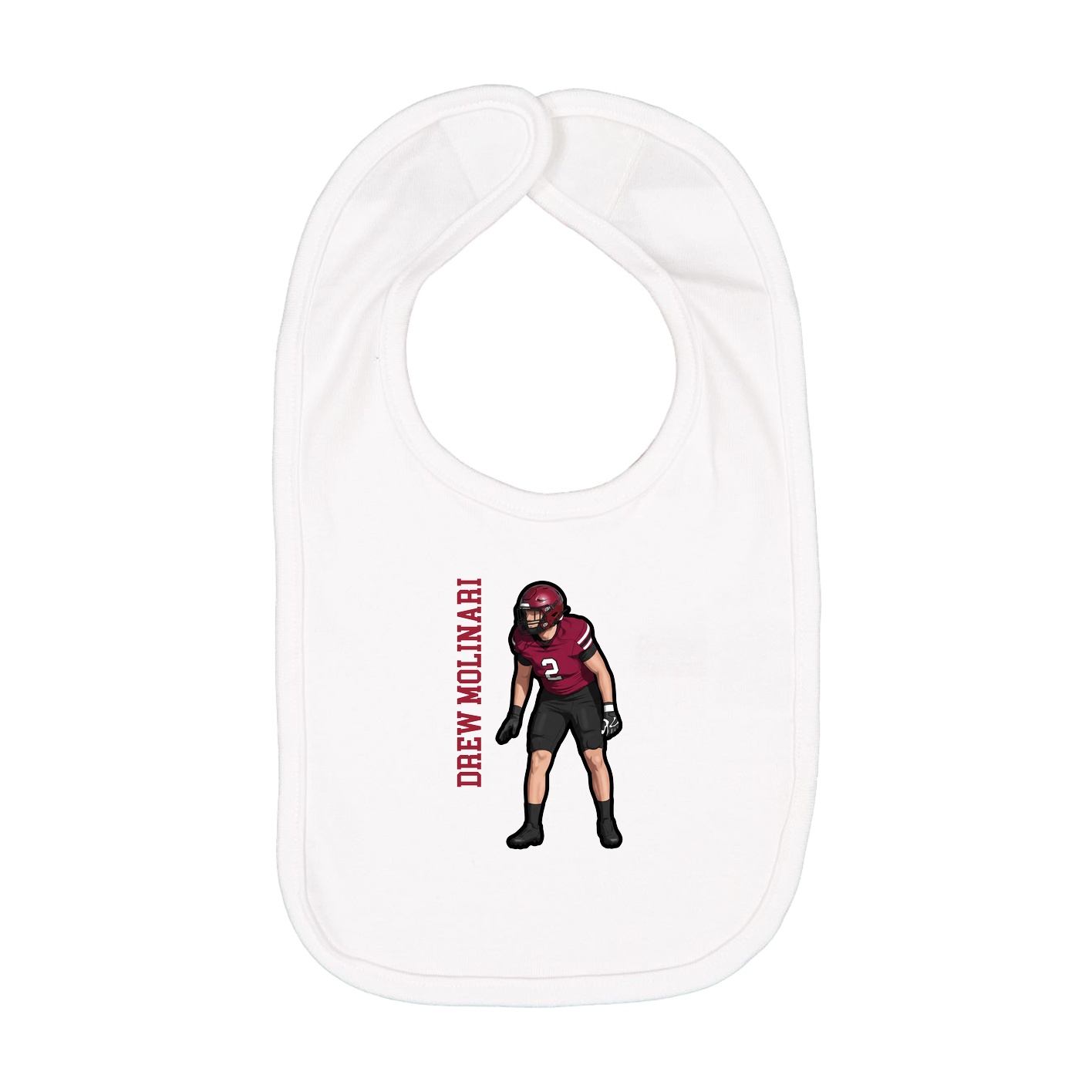 Infant Bib — Name Vertical in White