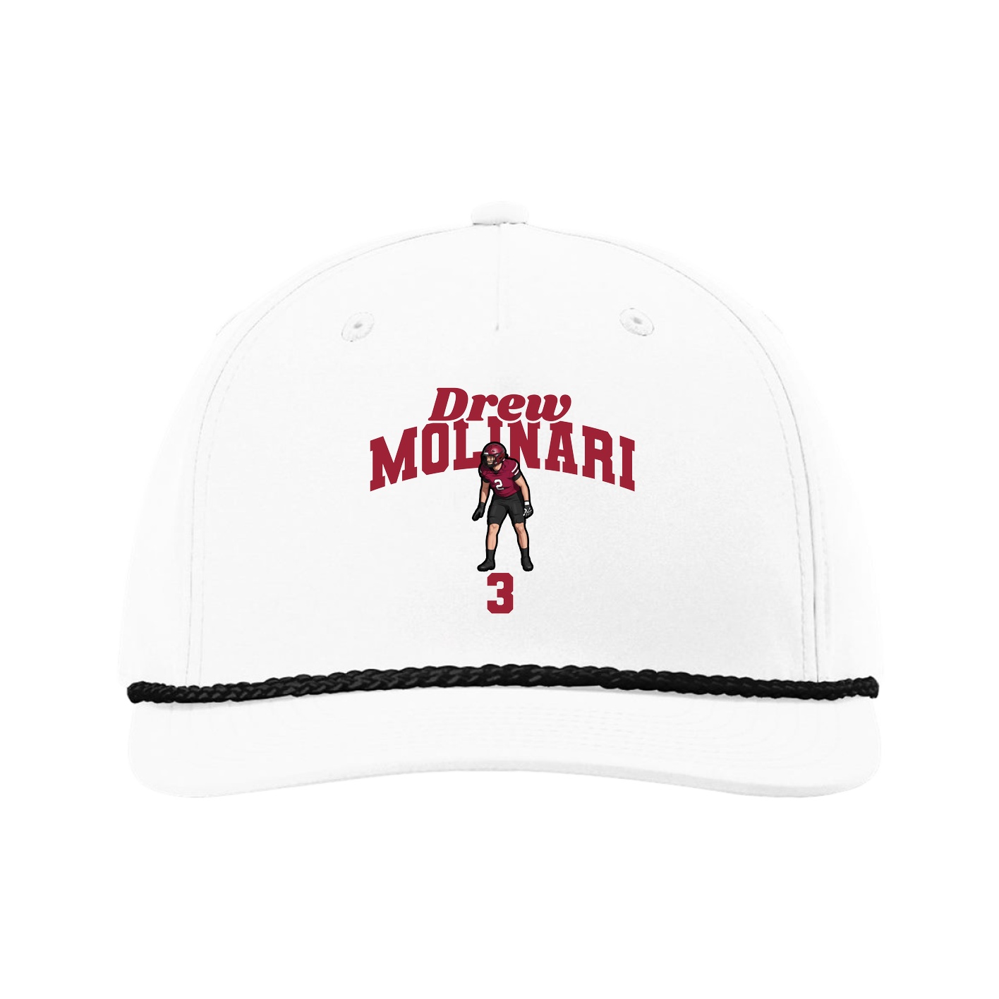 Five-Panel Classic Rope Cap — Signature Arch in White