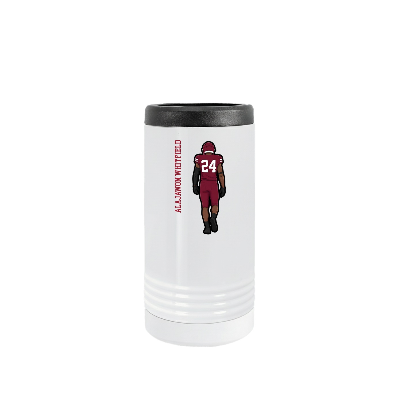Slim Beverage Holder — Name Vertical in White