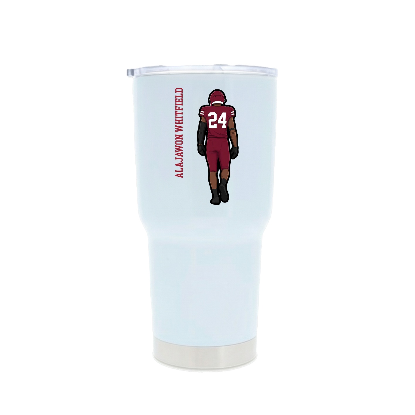 30oz Stainless Steel Tumbler — Name Vertical in White