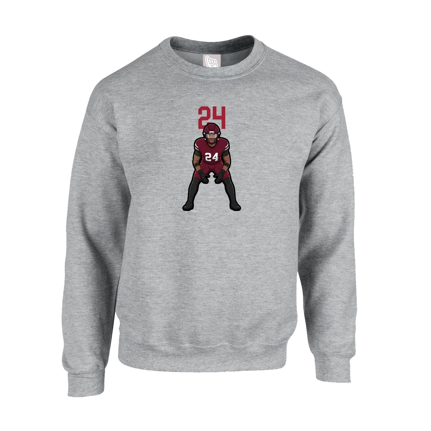 Fleece Crew — Number Top in Grey