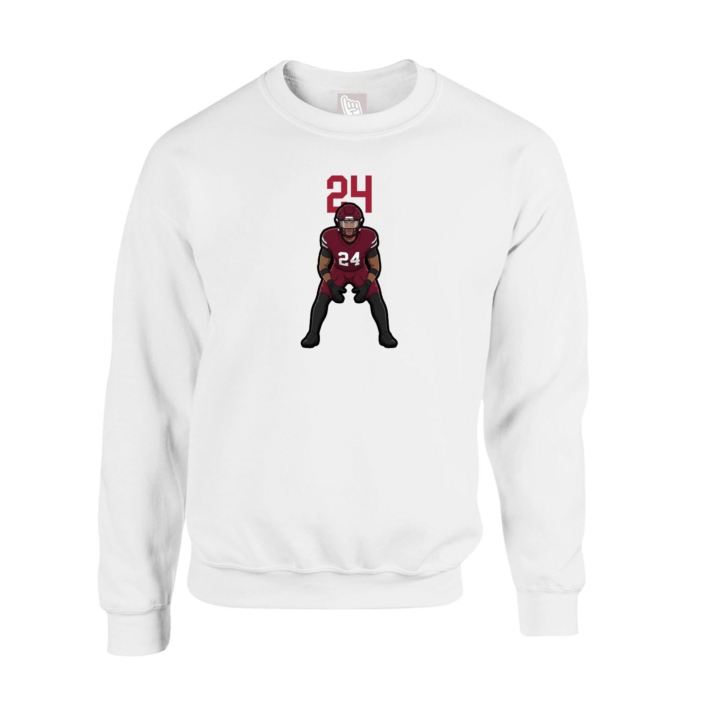 Fleece Crew — Number Top in White