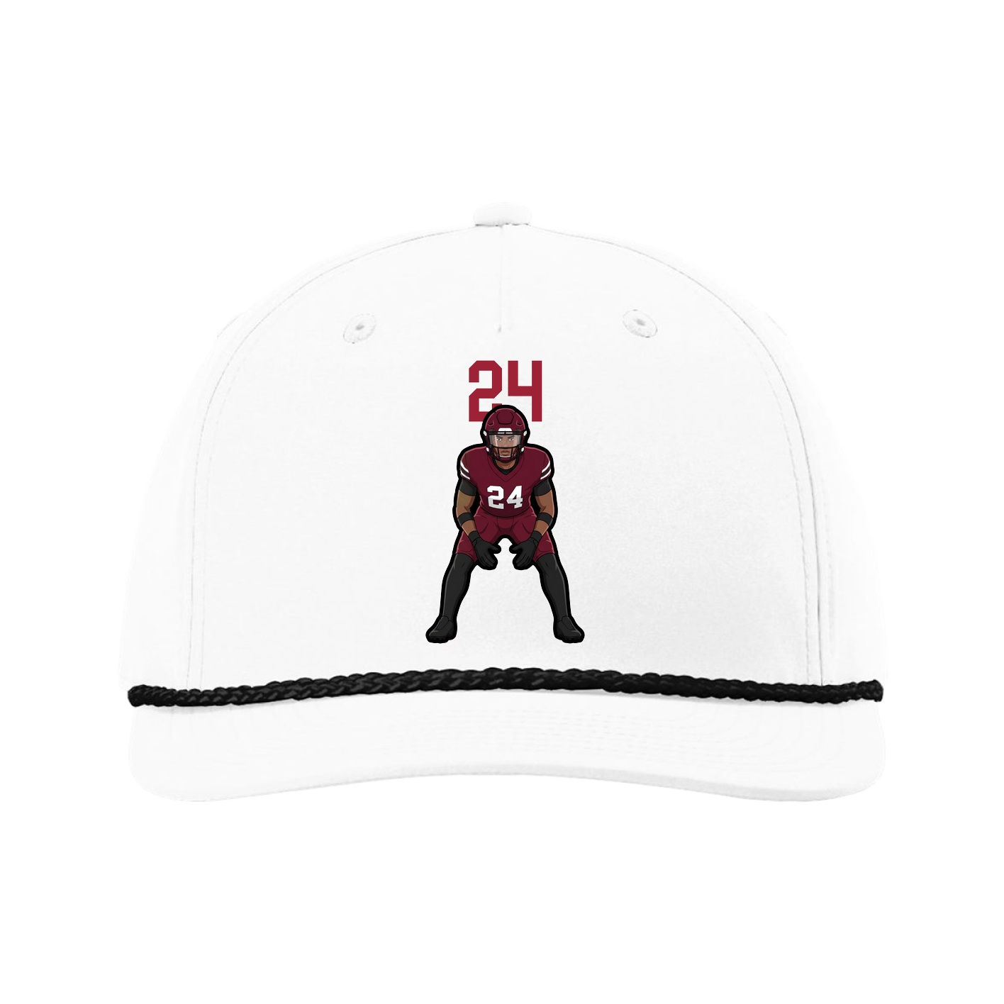 Five-Panel Classic Rope Cap — Number Top in White
