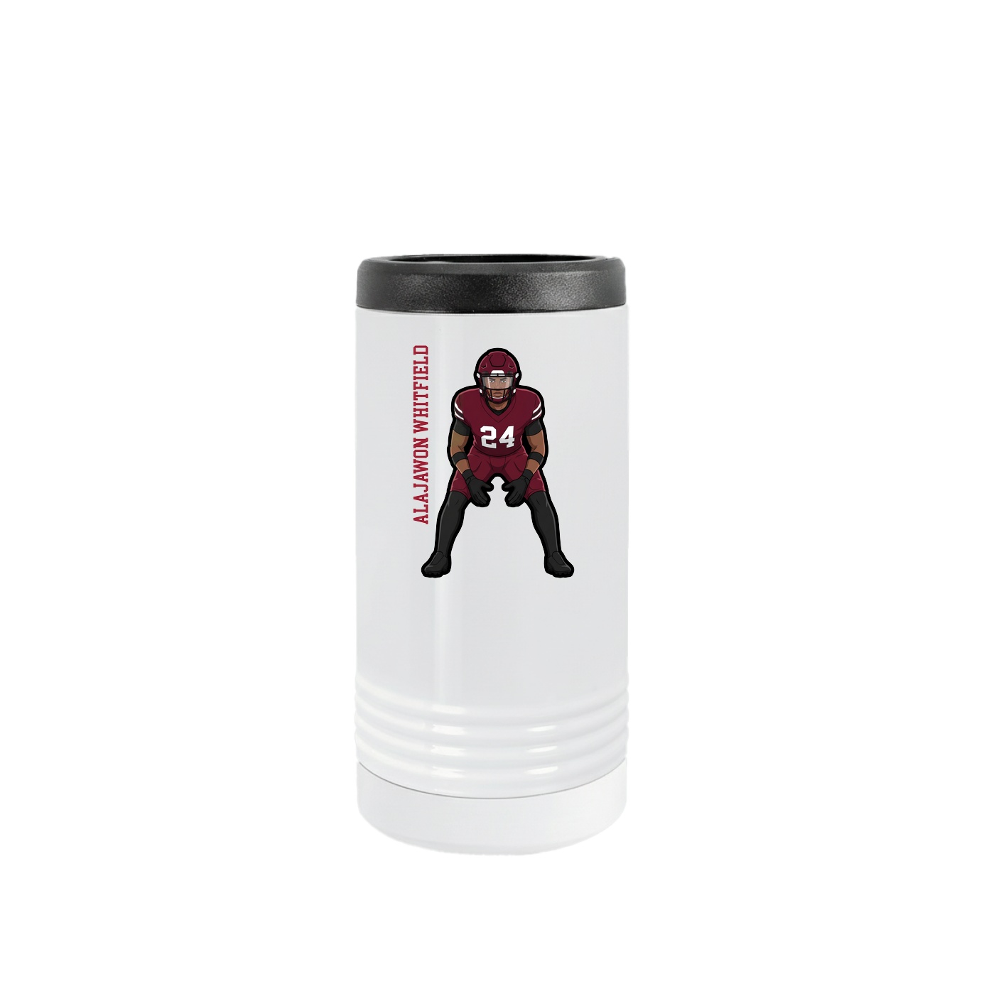 Slim Beverage Holder — Name Vertical in White