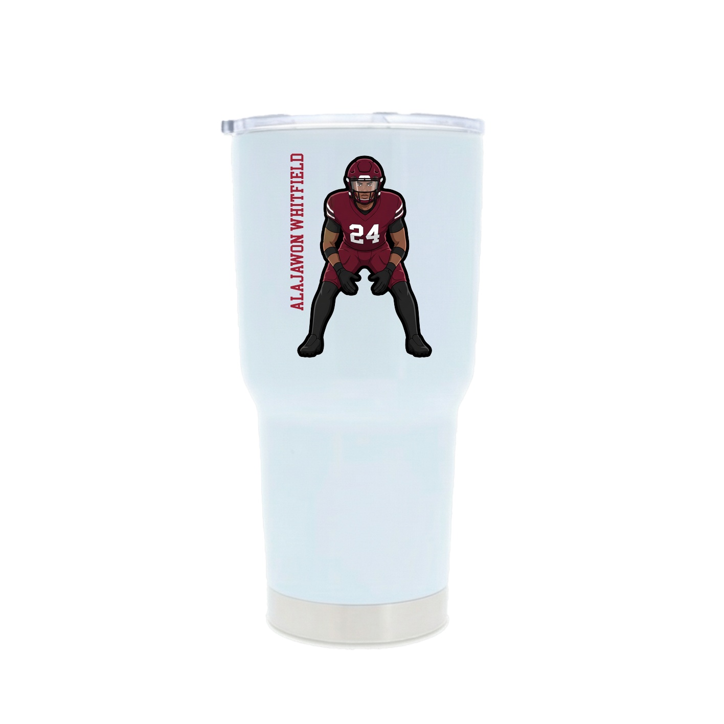30oz Stainless Steel Tumbler — Name Vertical in White
