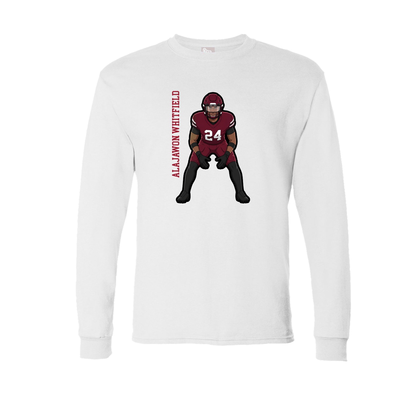 Long Sleeve Tee — Name Vertical in White