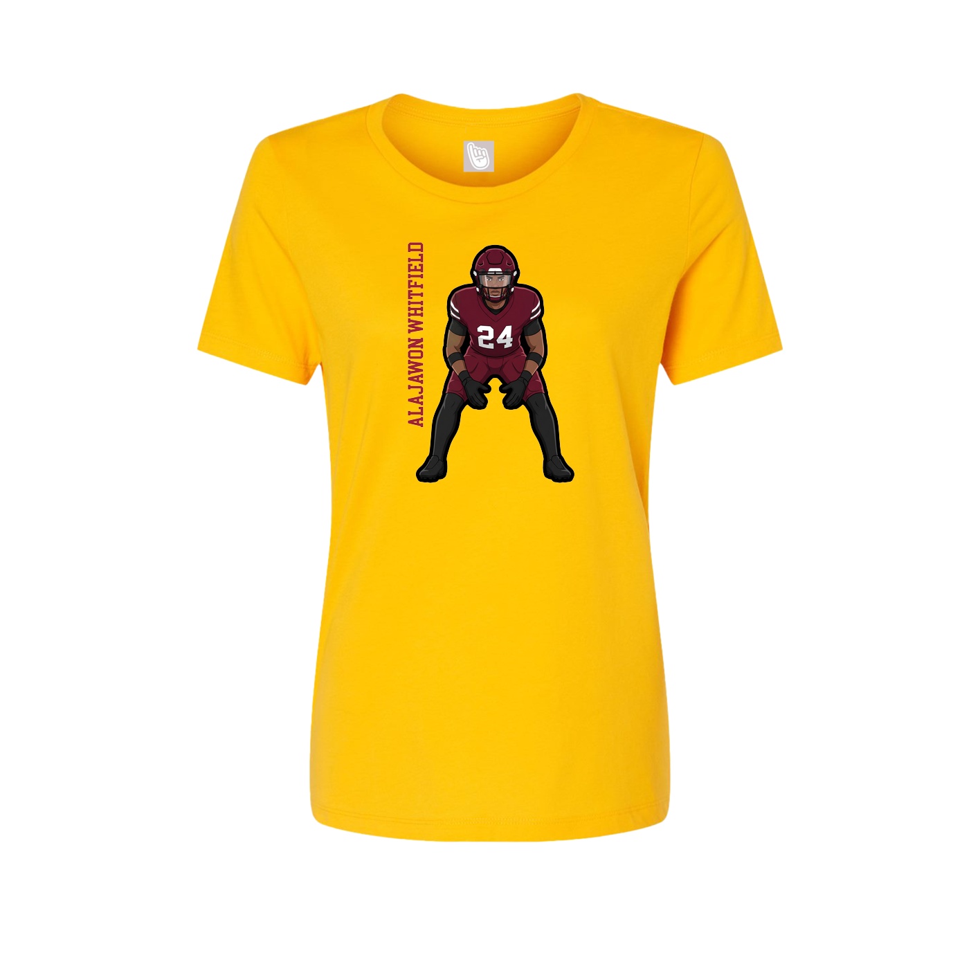 Womens Tee — Name Vertical in Gold