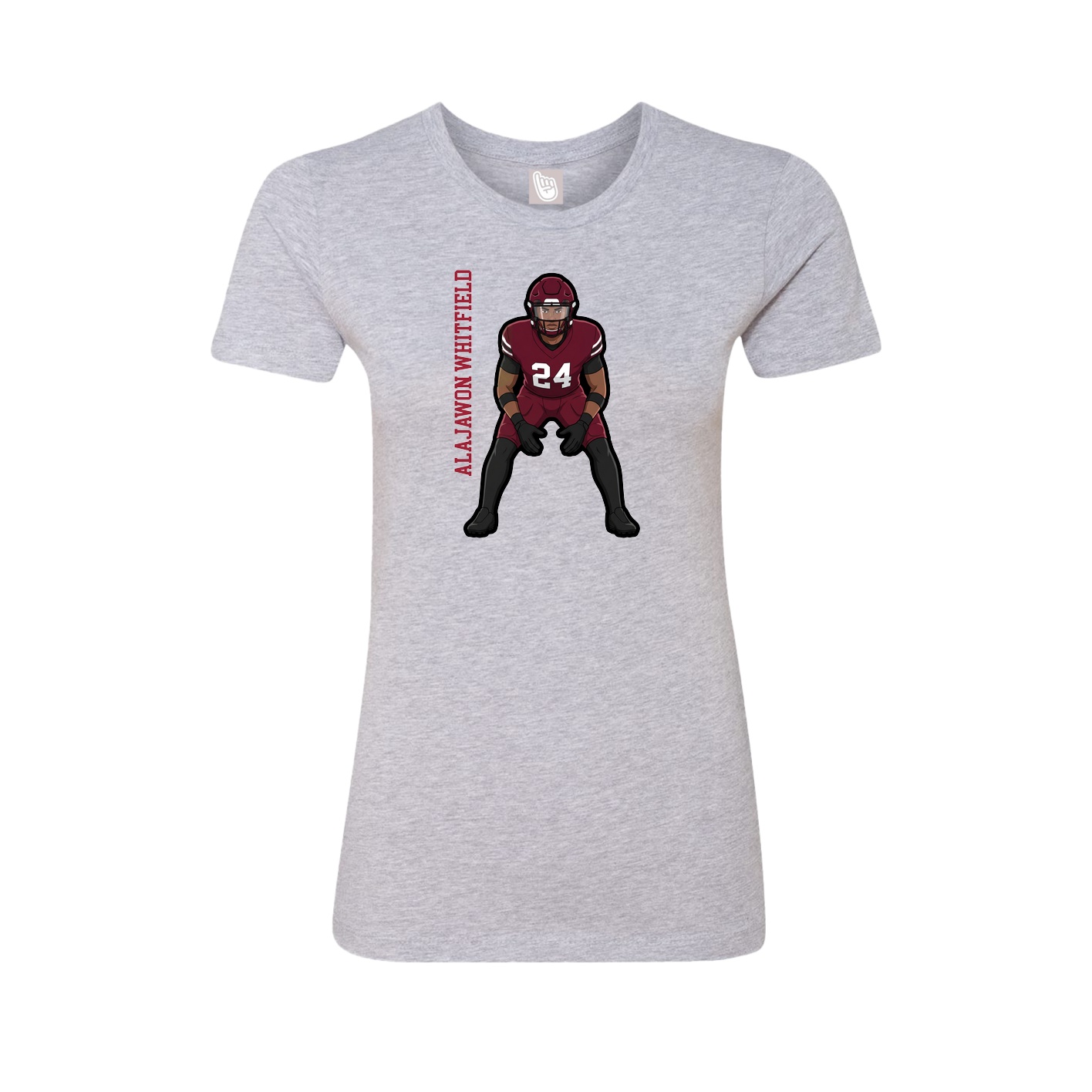Fitted Women's Tee — Name Vertical in Grey