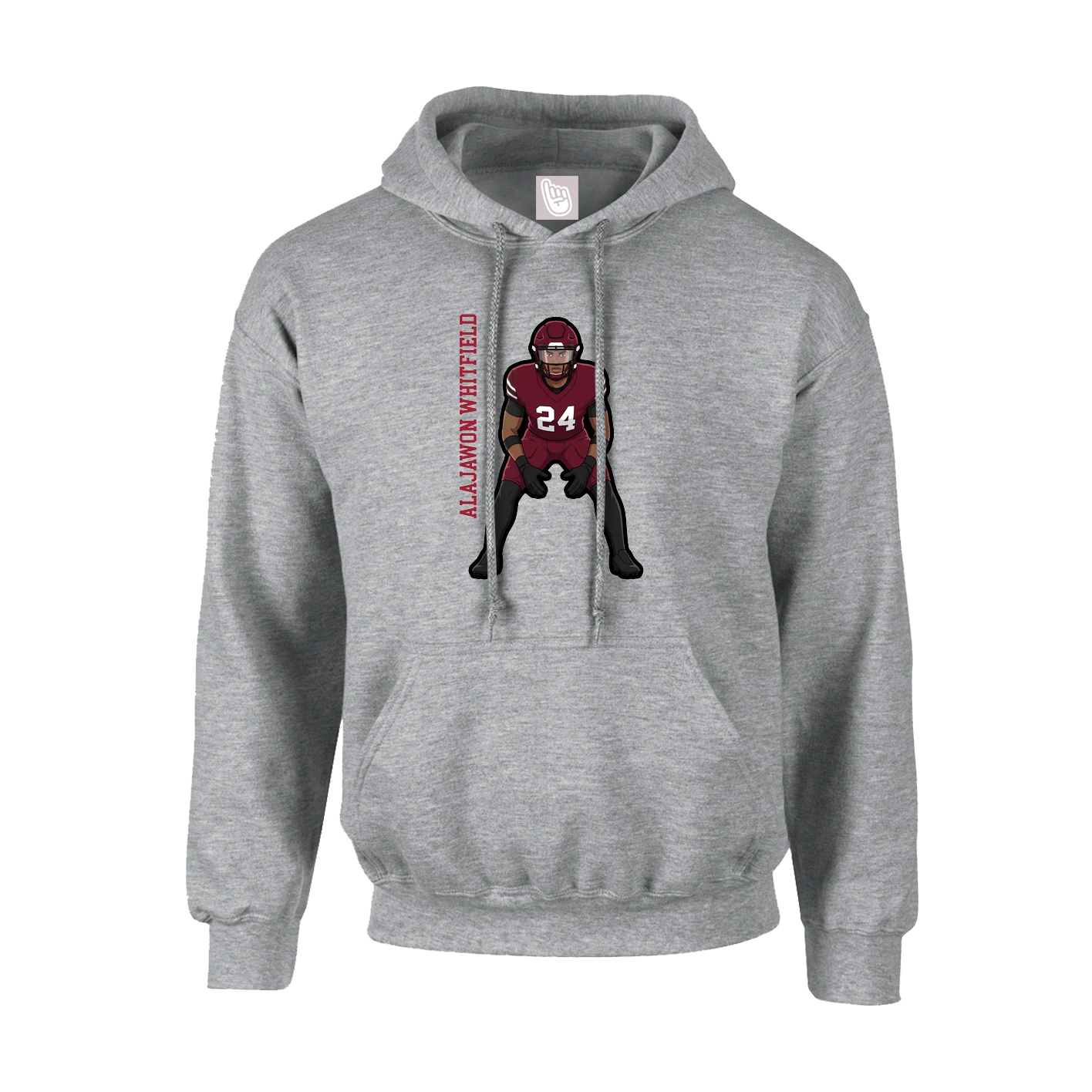 Hoodie — Name Vertical in Grey