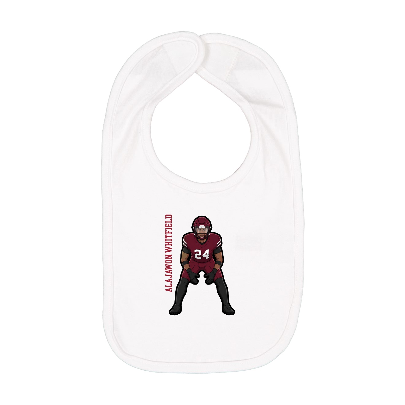 Infant Bib — Name Vertical in White