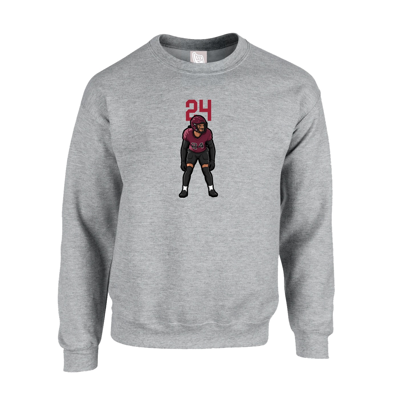 Fleece Crew — Number Top in Grey