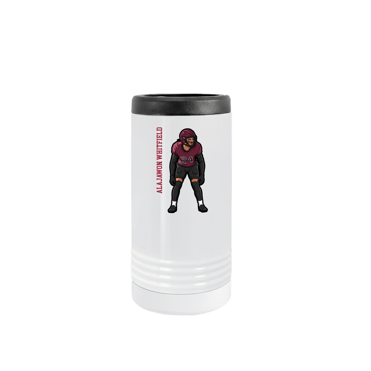 Slim Beverage Holder — Name Vertical in White