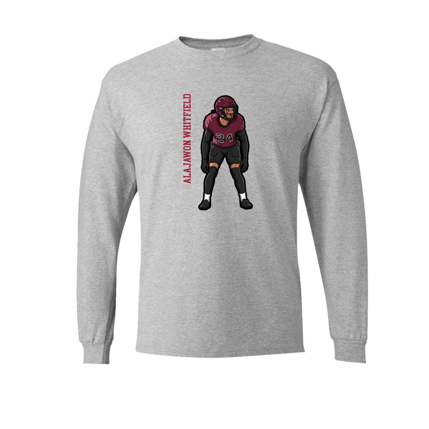 Long Sleeve Tee — Name Vertical in Grey