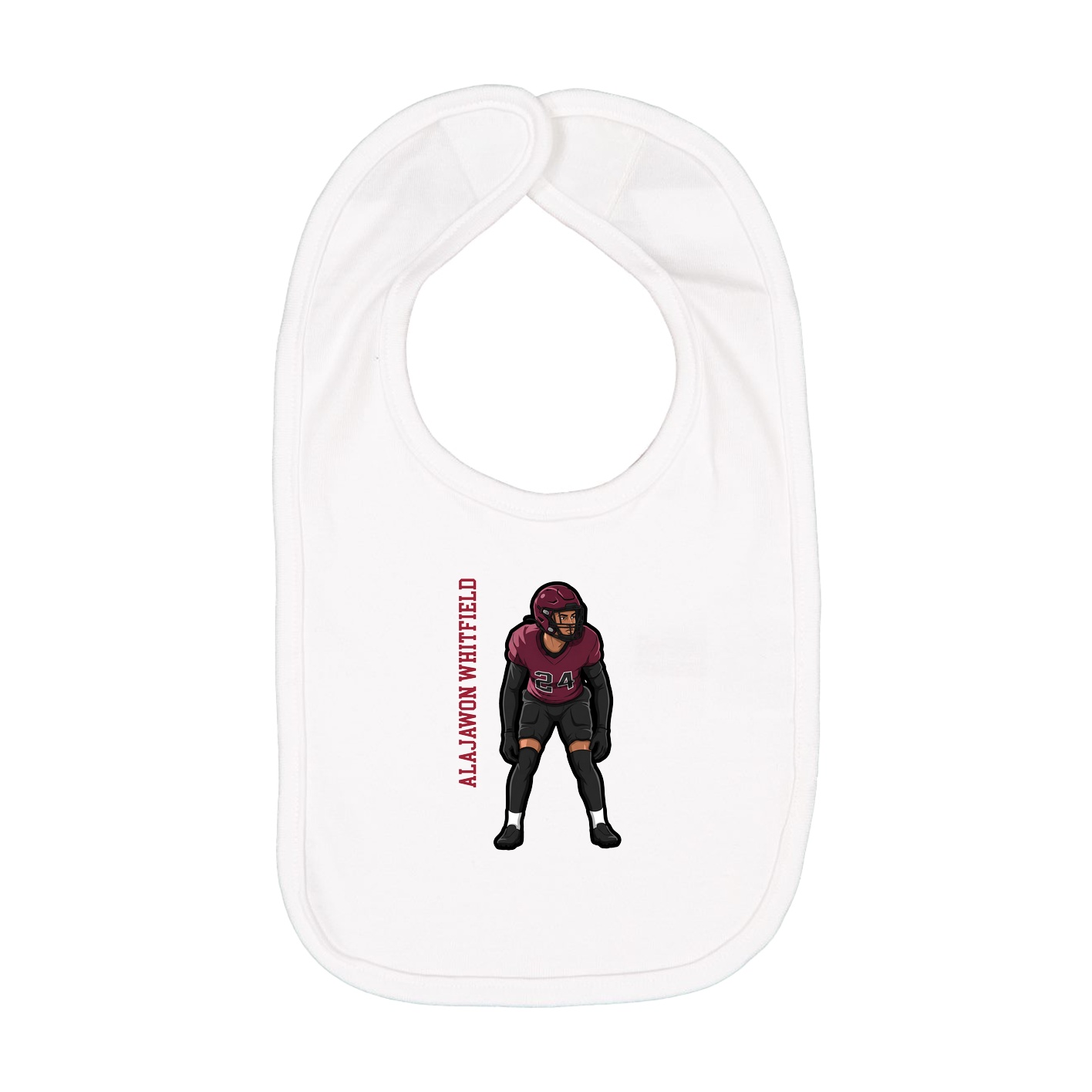 Infant Bib — Name Vertical in White