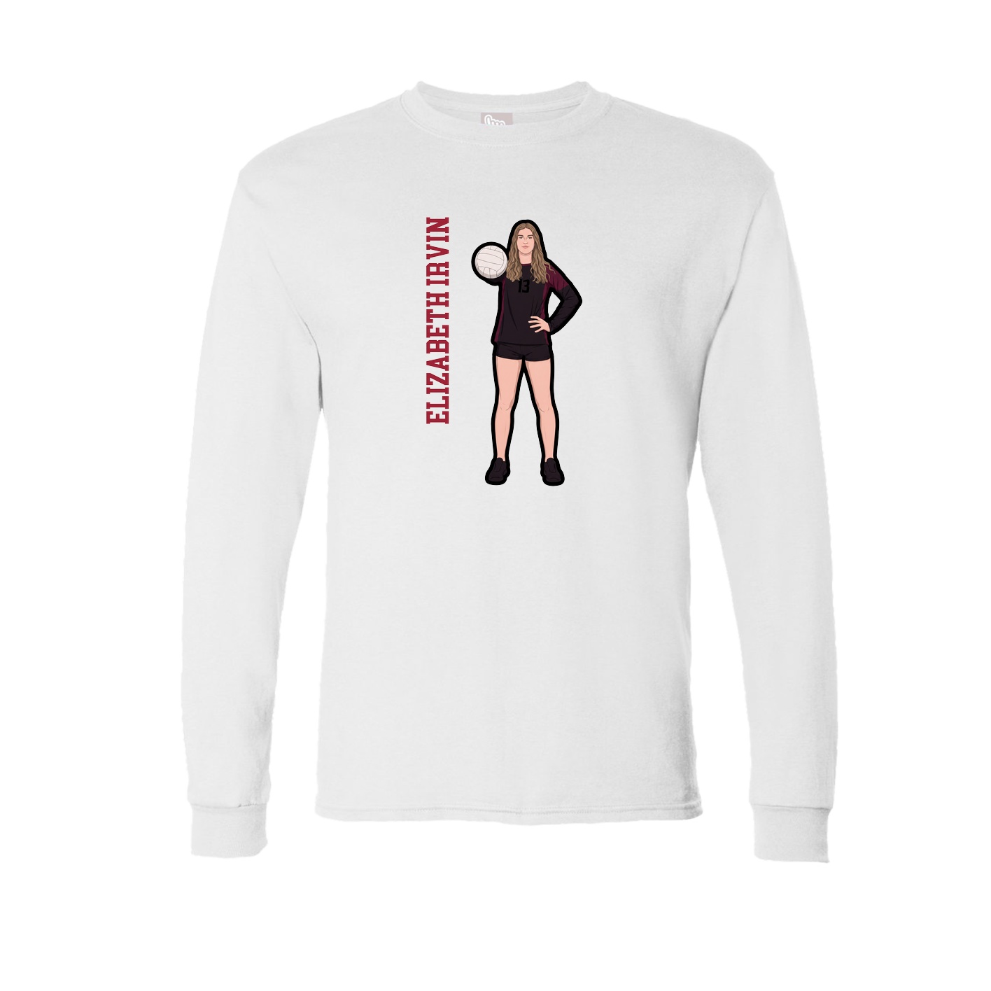 Long Sleeve Tee — Name Vertical in White