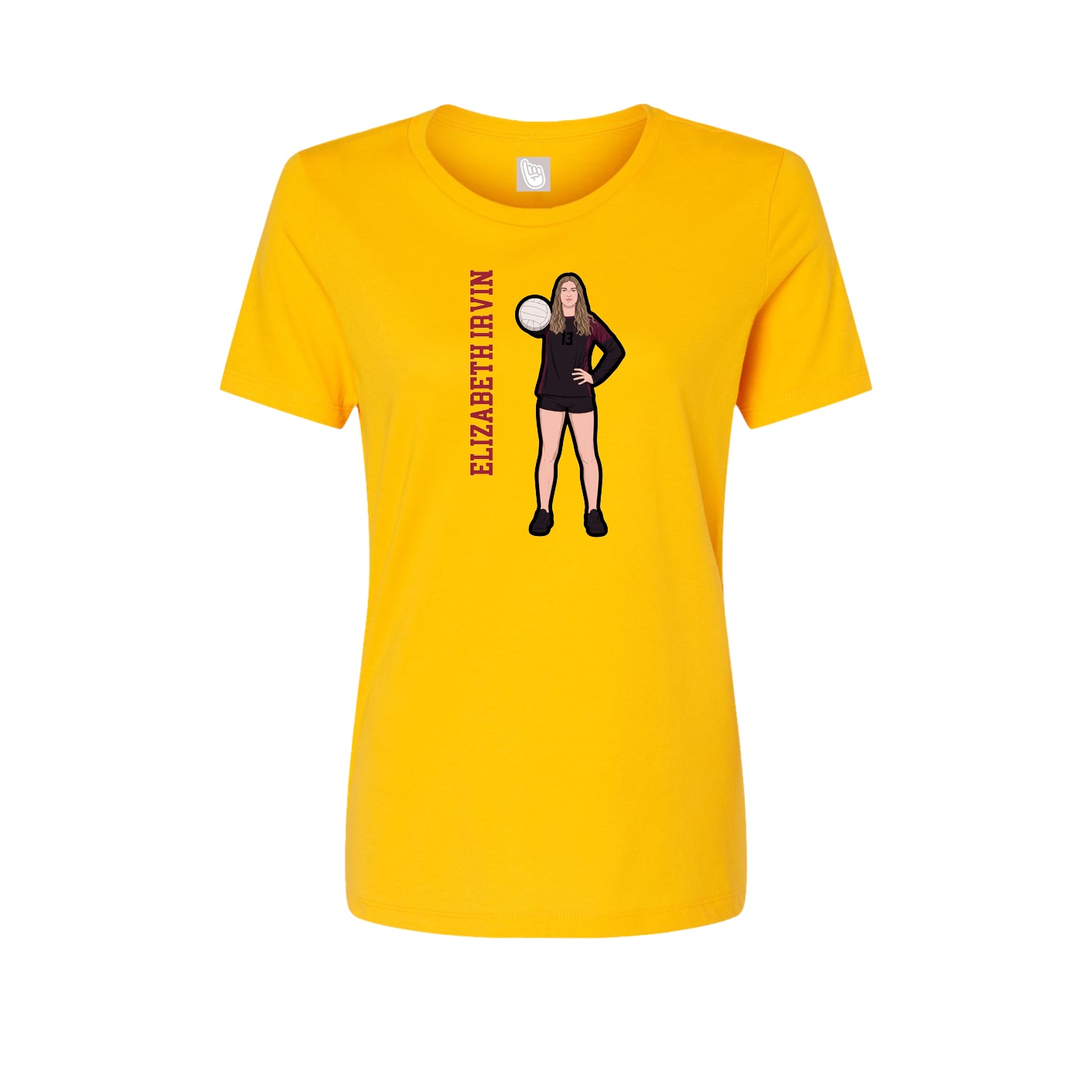 Fitted Women's Tee — Name Vertical in Gold
