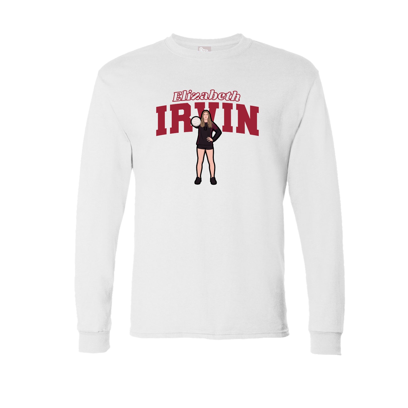 Long Sleeve Tee — Name Arch in White