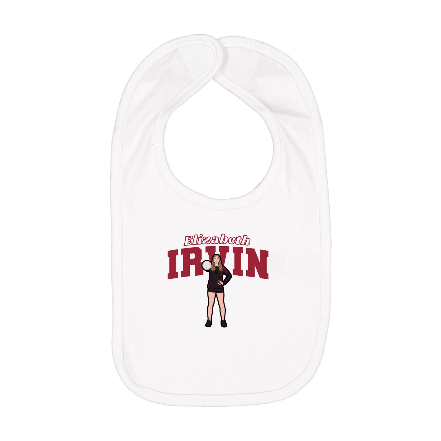 Infant Bib — Name Arch in White