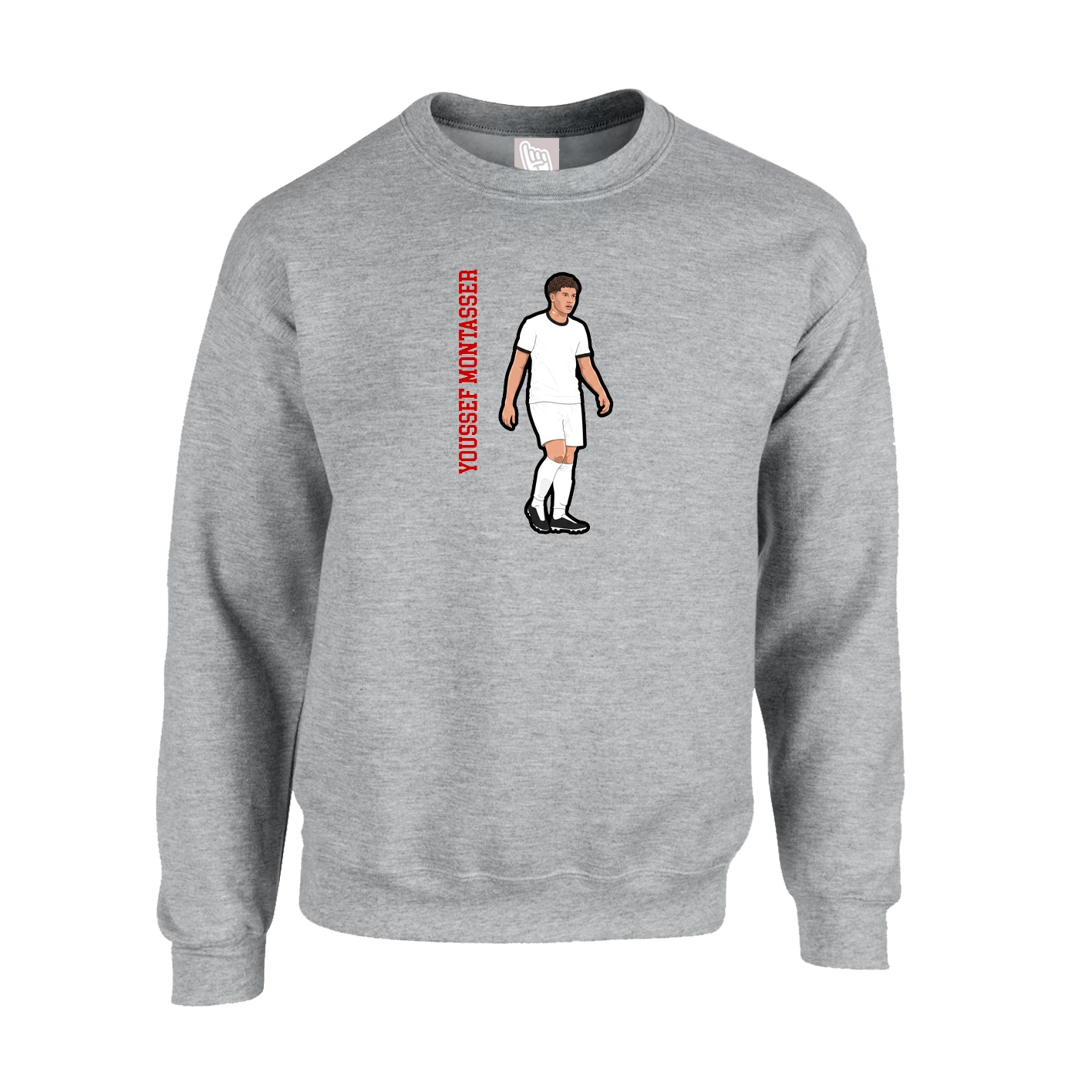 Fleece Crew — Name Vertical in Grey