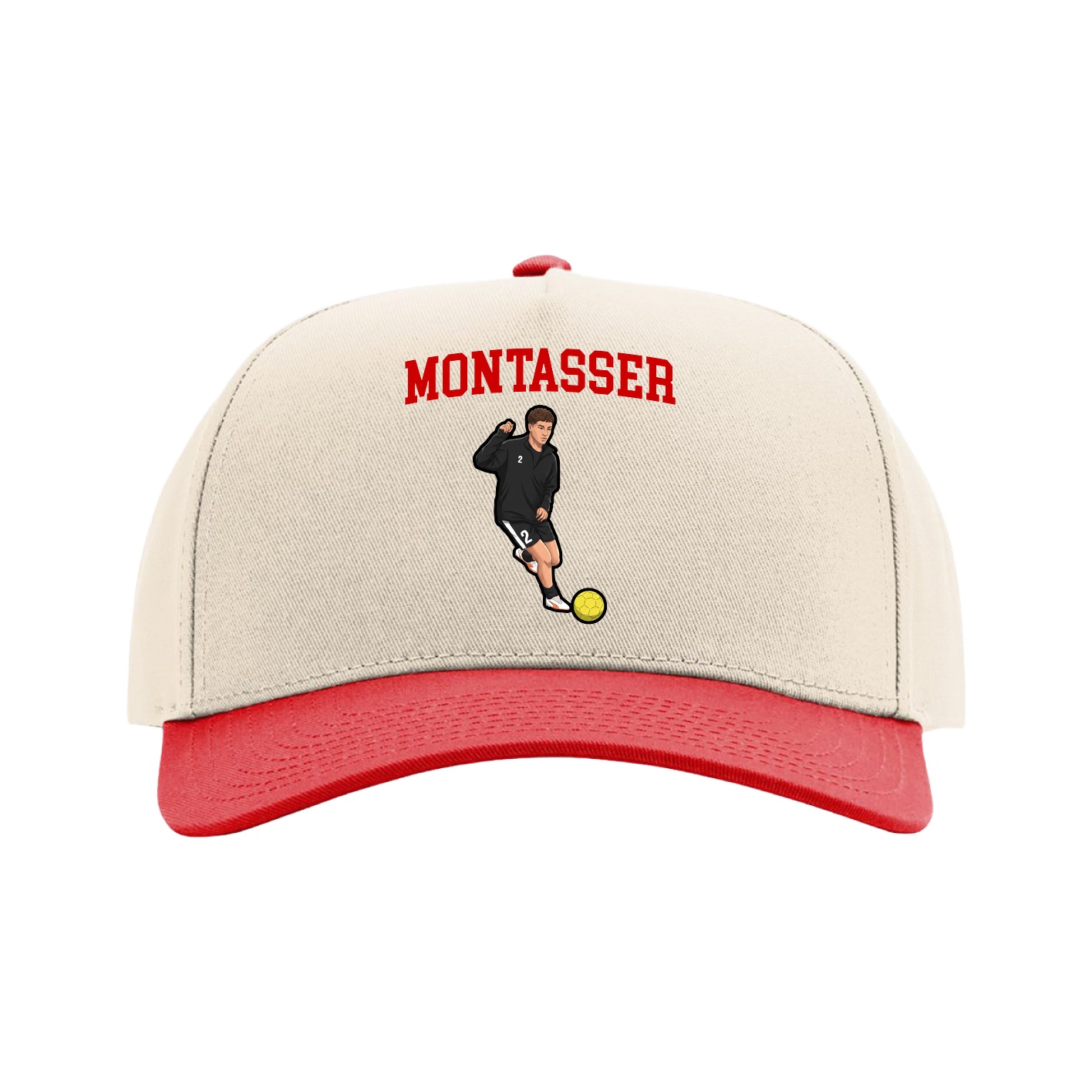 Full Fabric Five-Panel Champ Cap — Shirsey in Cream/Red