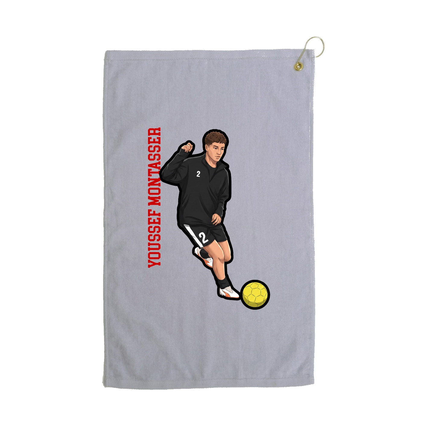 Golf Towel — Name Vertical in Grey