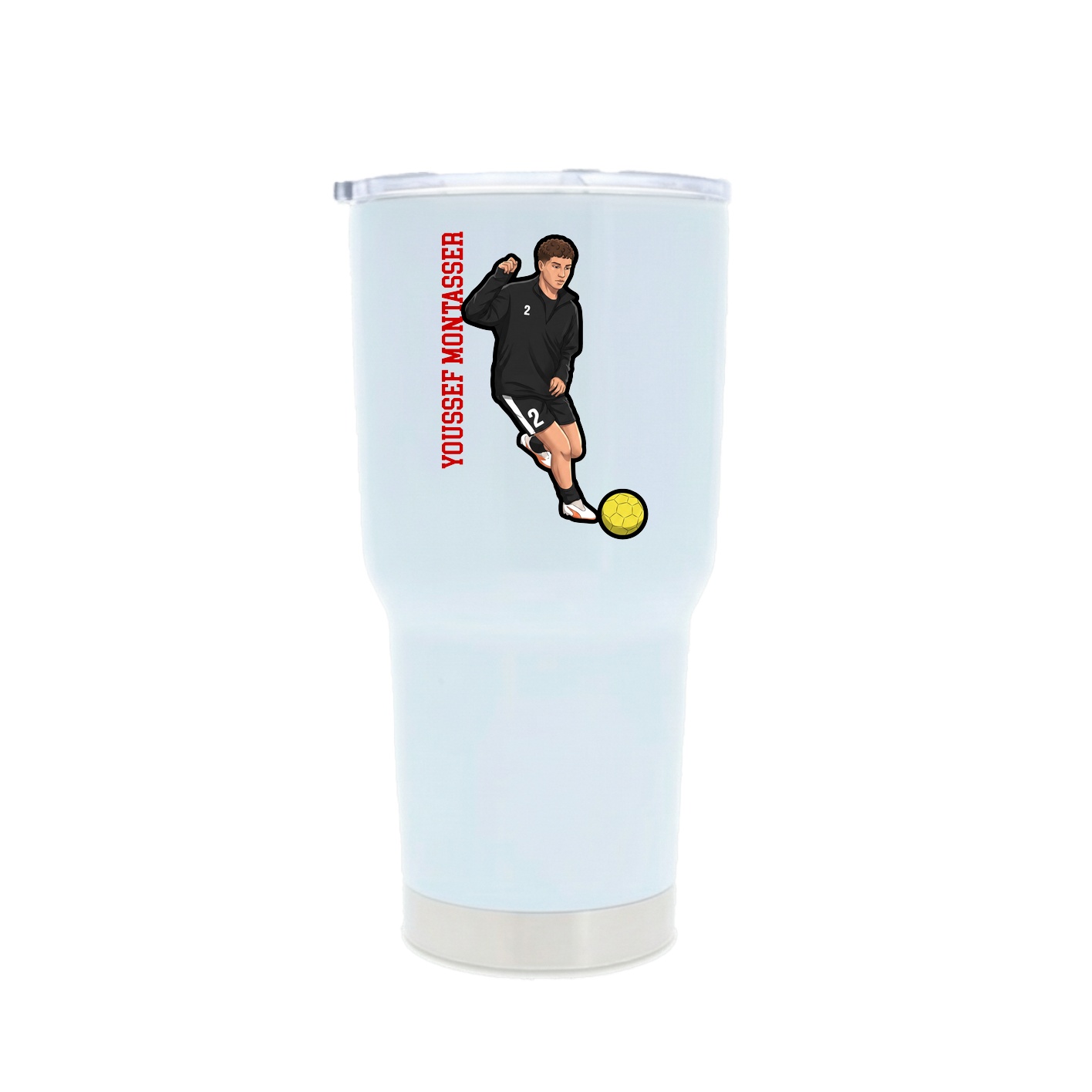 30oz Stainless Steel Tumbler — Name Vertical in White