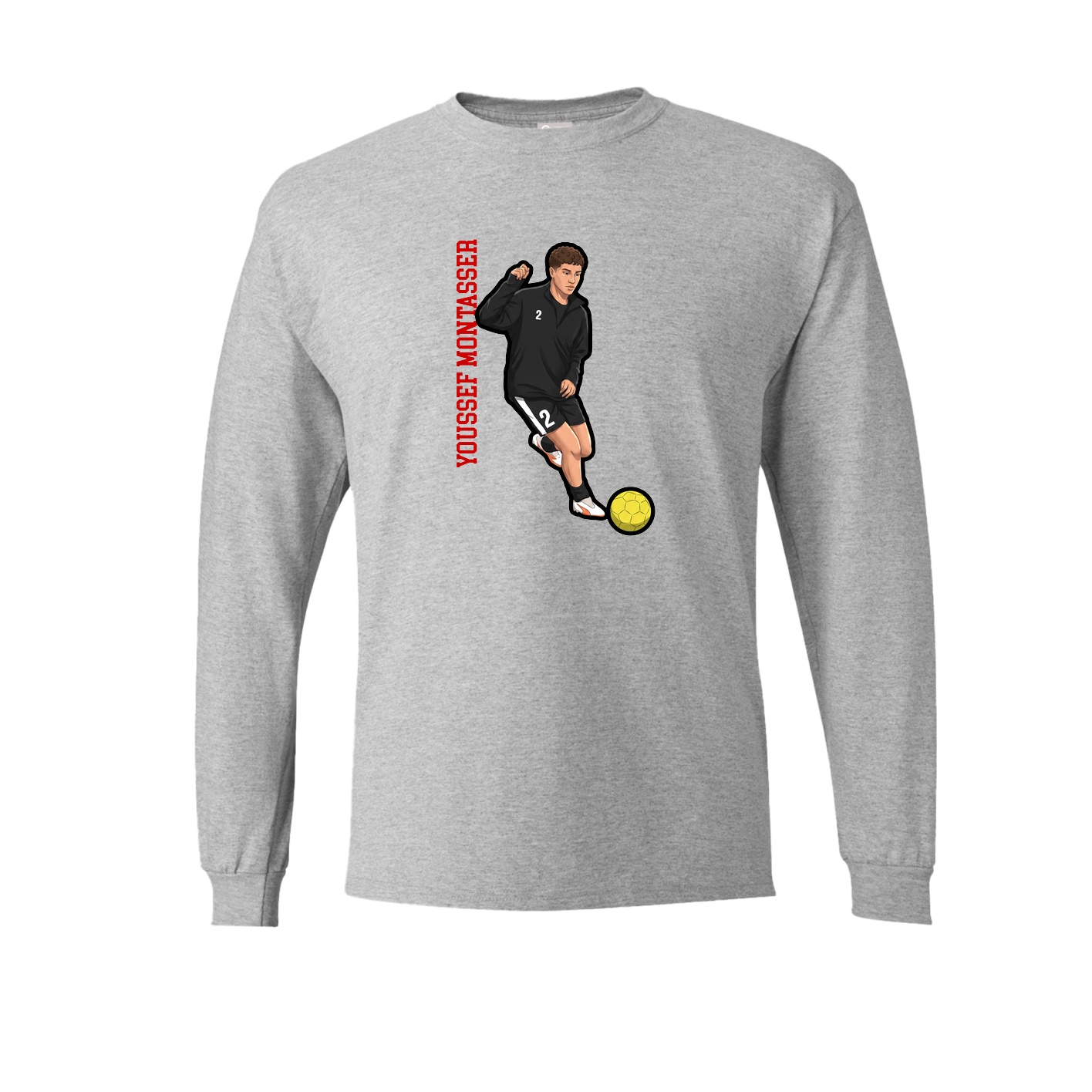 Long Sleeve Tee — Name Vertical in Grey