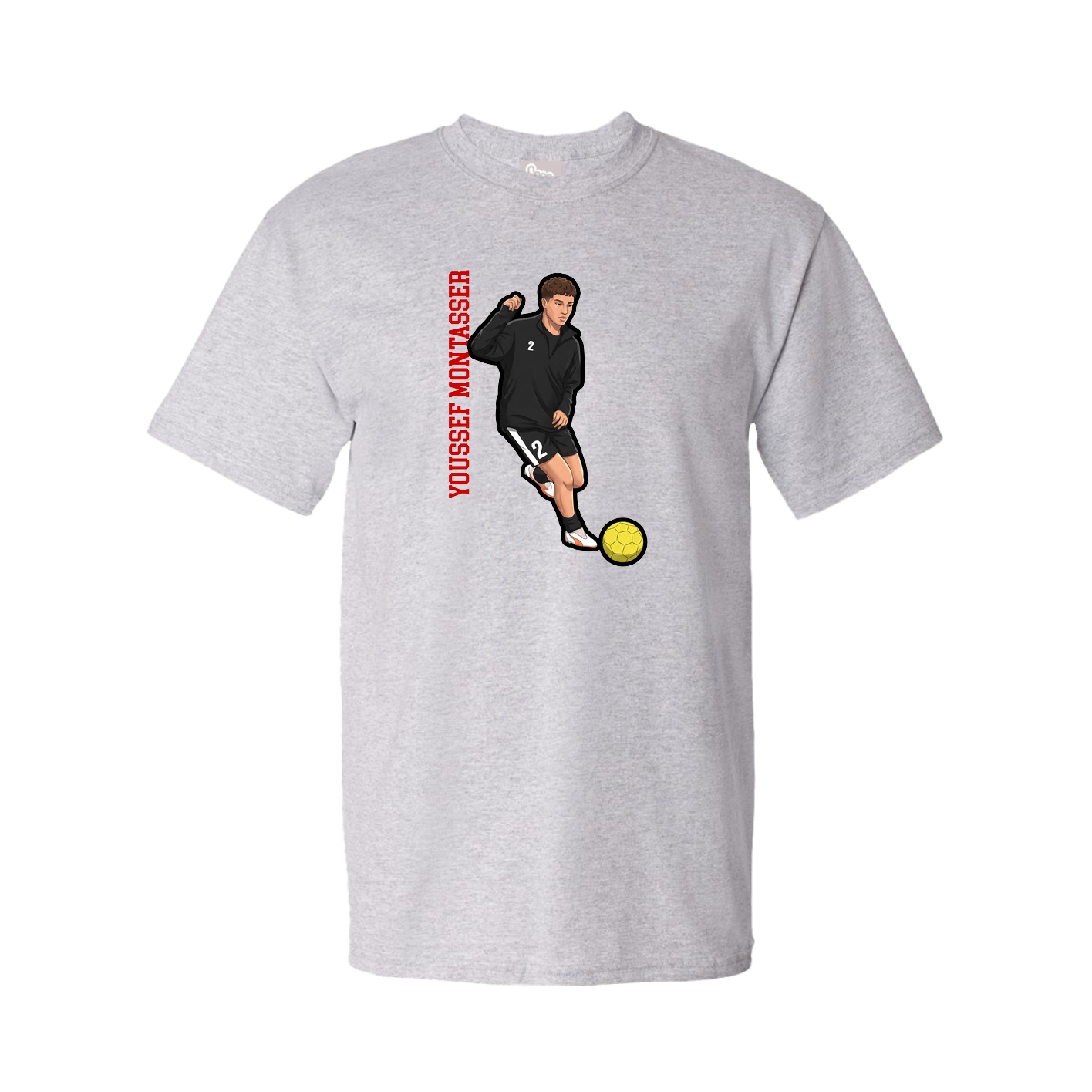 Youth Tee — Name Vertical in Grey
