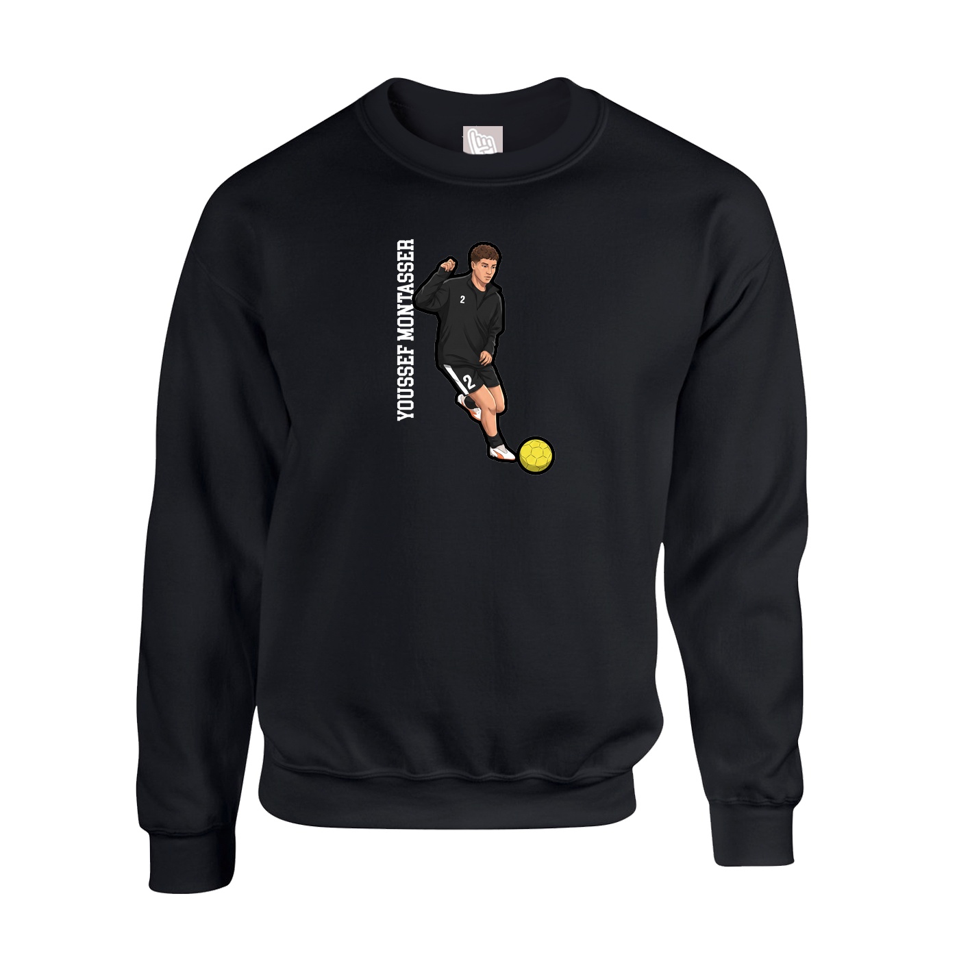 Fleece Crew — Name Vertical in Black