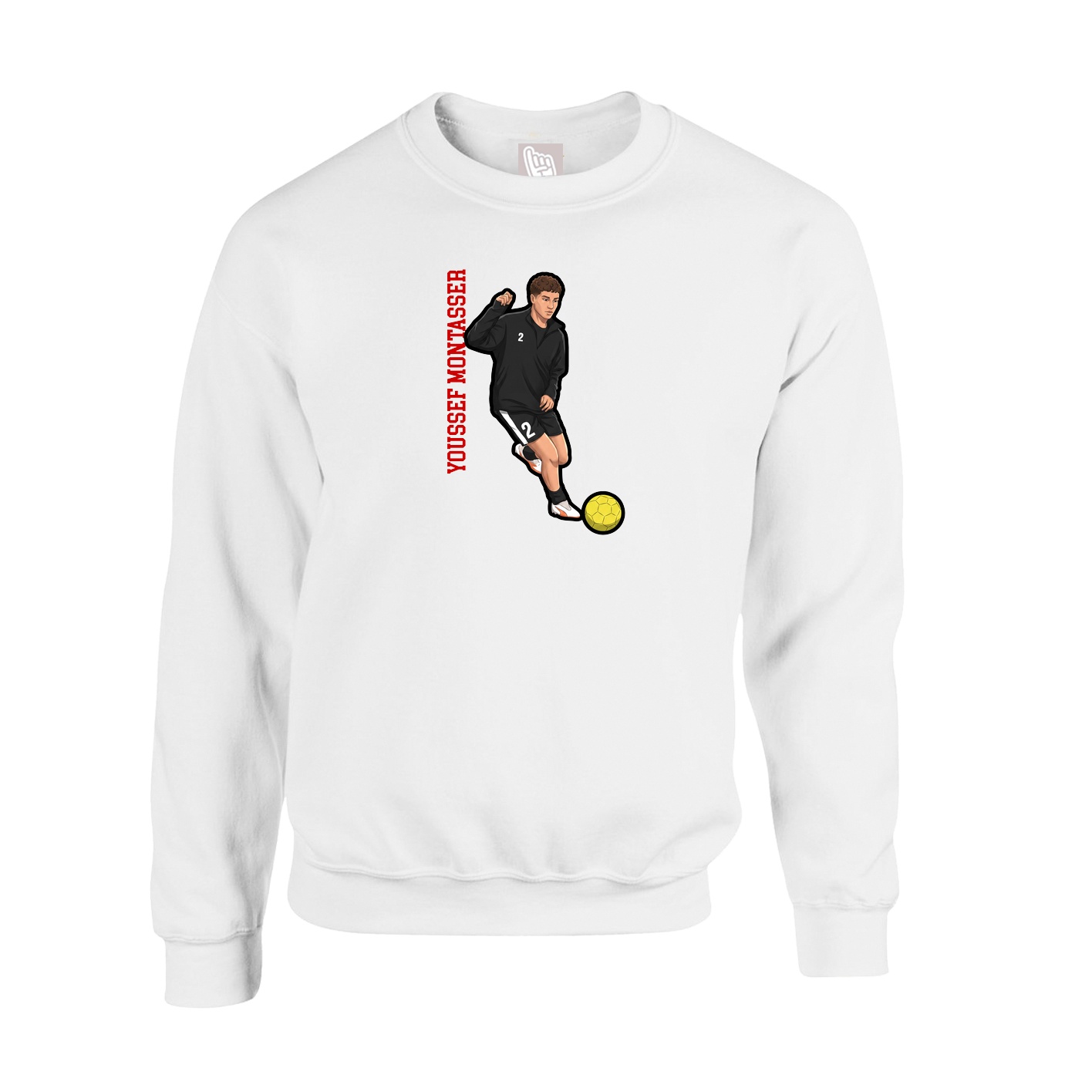 Fleece Crew — Name Vertical in White