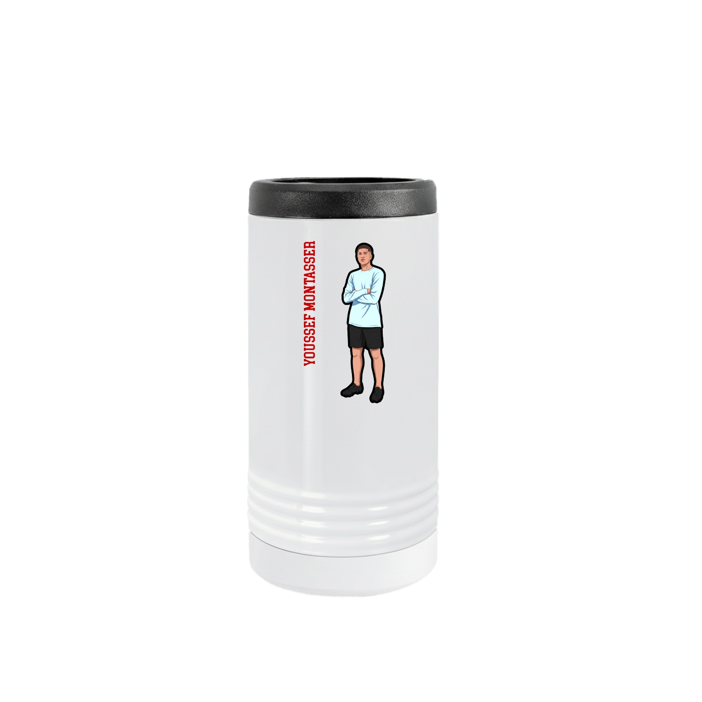Slim Beverage Holder — Name Vertical in White