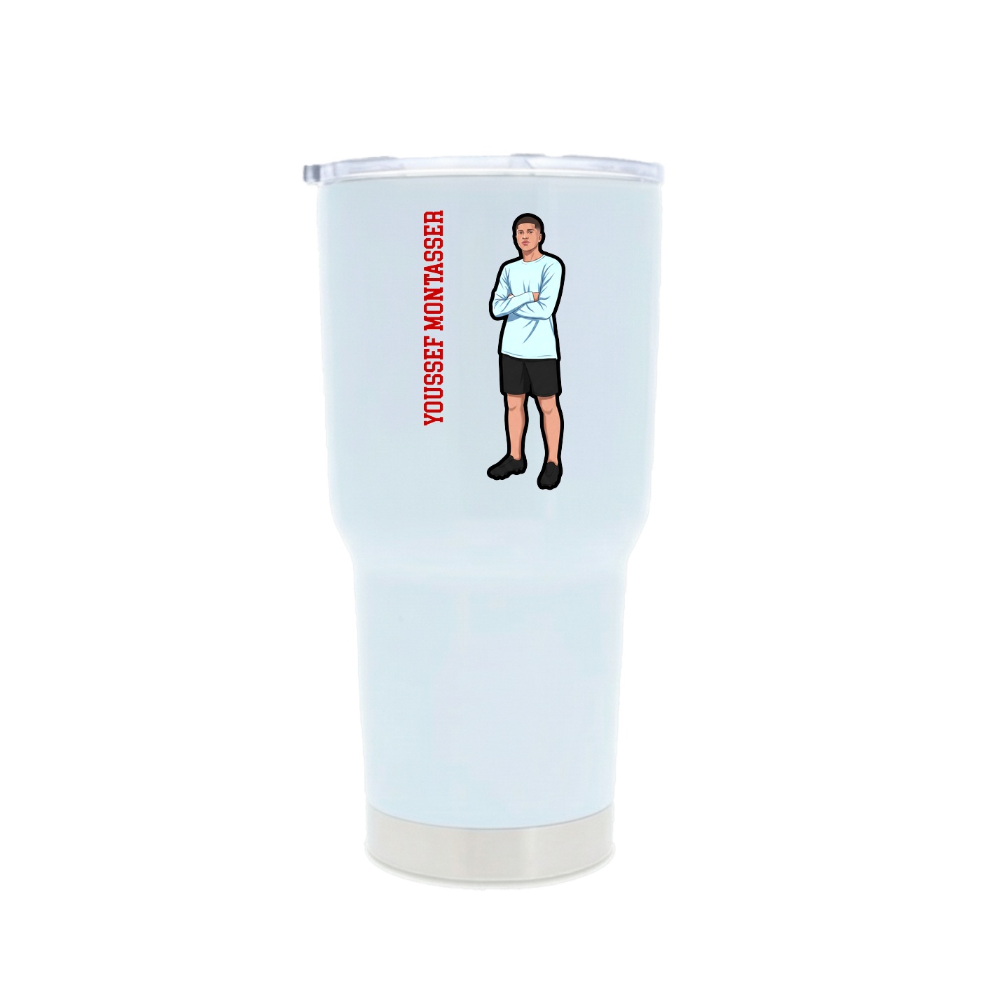 30oz Stainless Steel Tumbler — Name Vertical in White