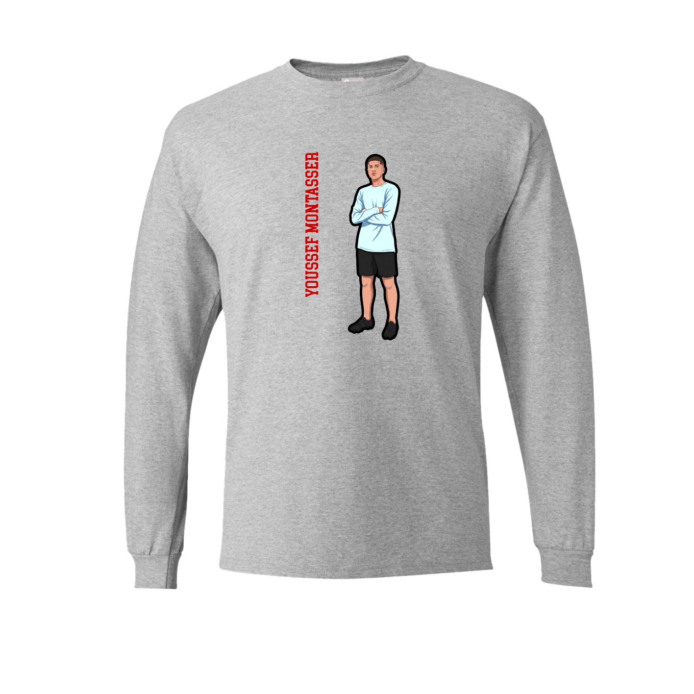 Long Sleeve Tee — Name Vertical in Grey