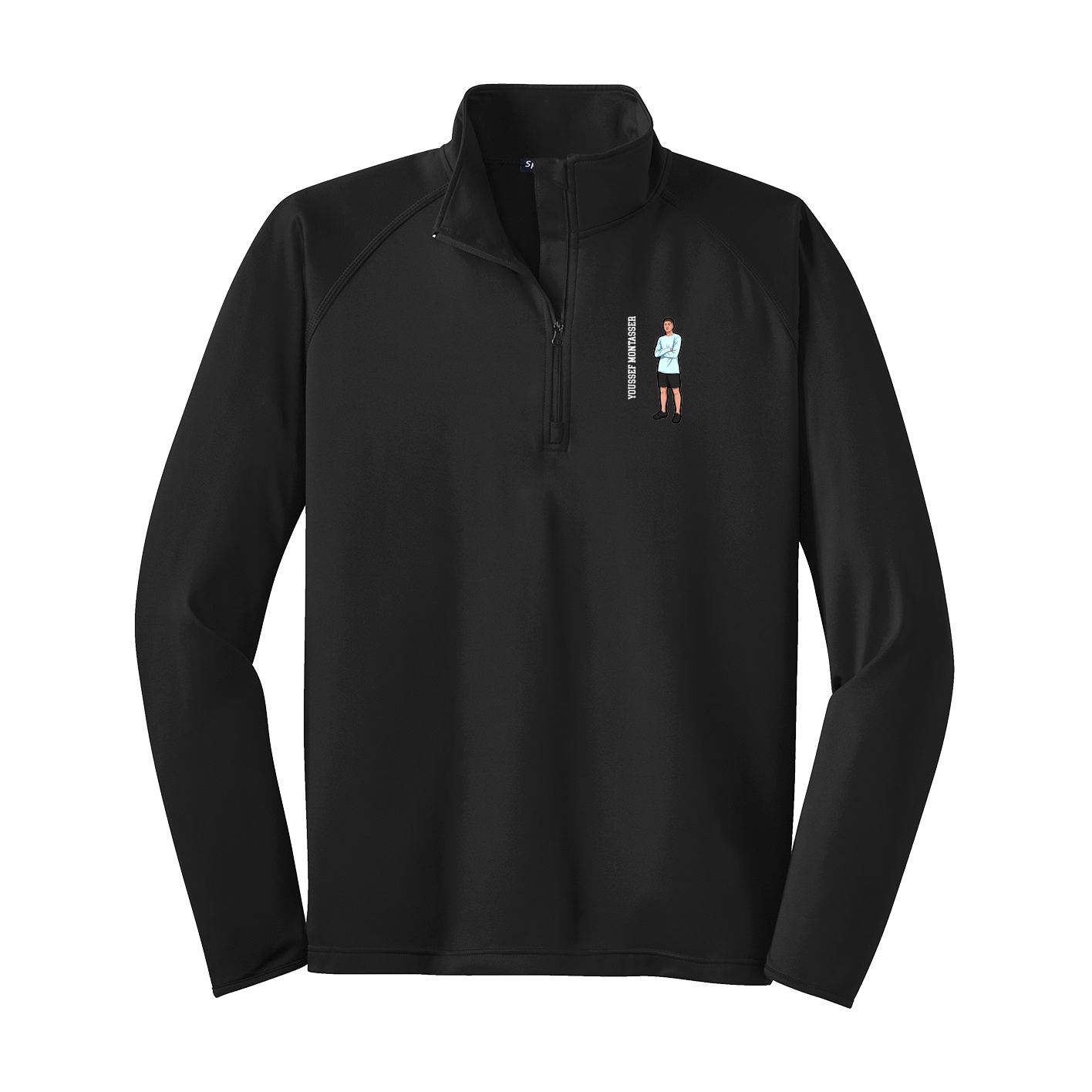 Q-Zip Pullover — Name Vertical in Black