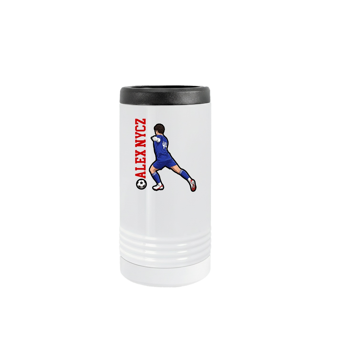 Slim Beverage Holder — Name Vertical in White