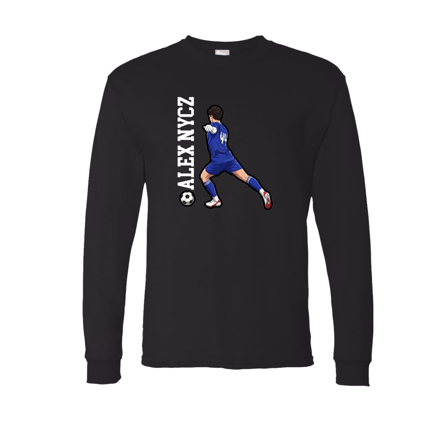 Long Sleeve Tee — Name Vertical in Black