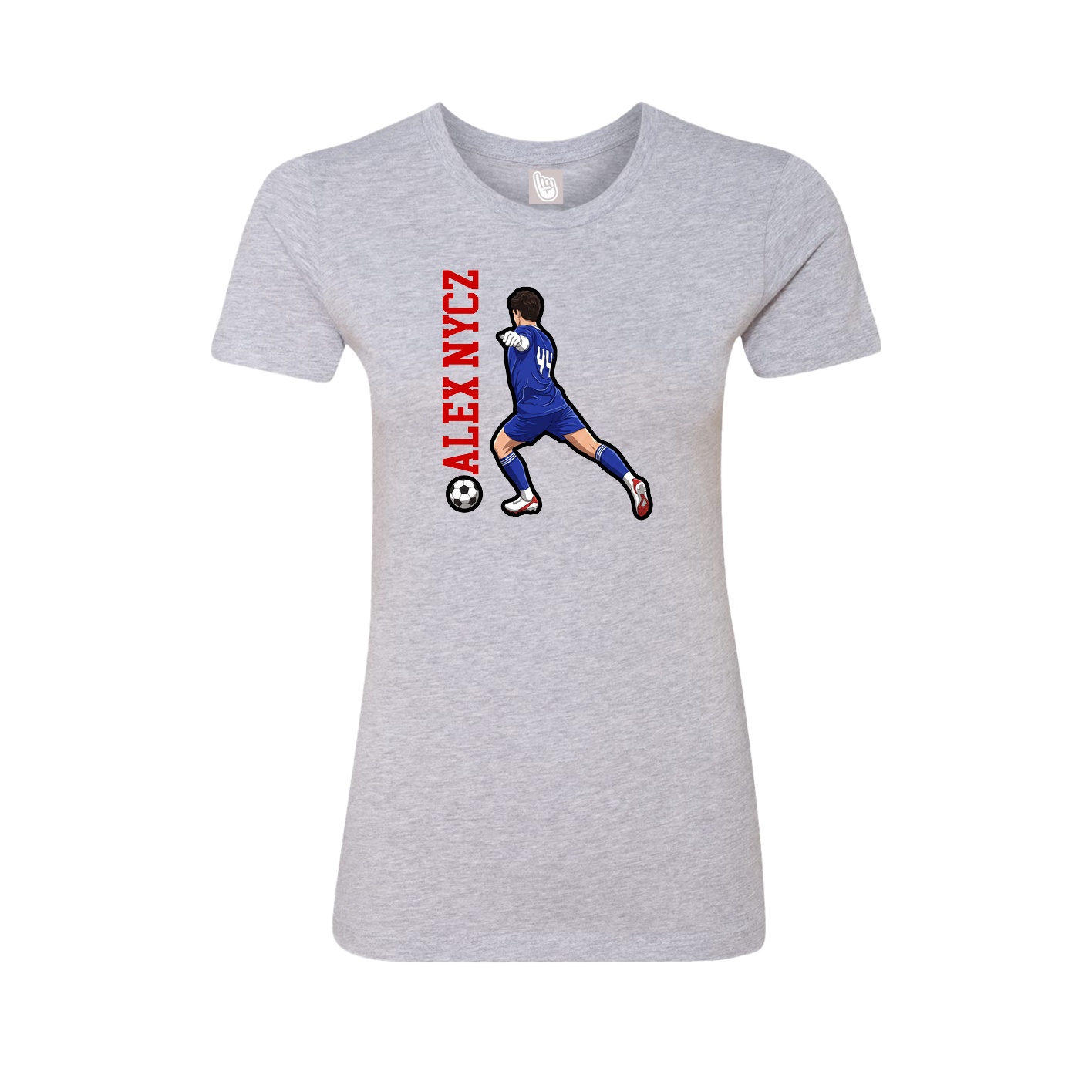 Fitted Women's Tee — Name Vertical in Grey
