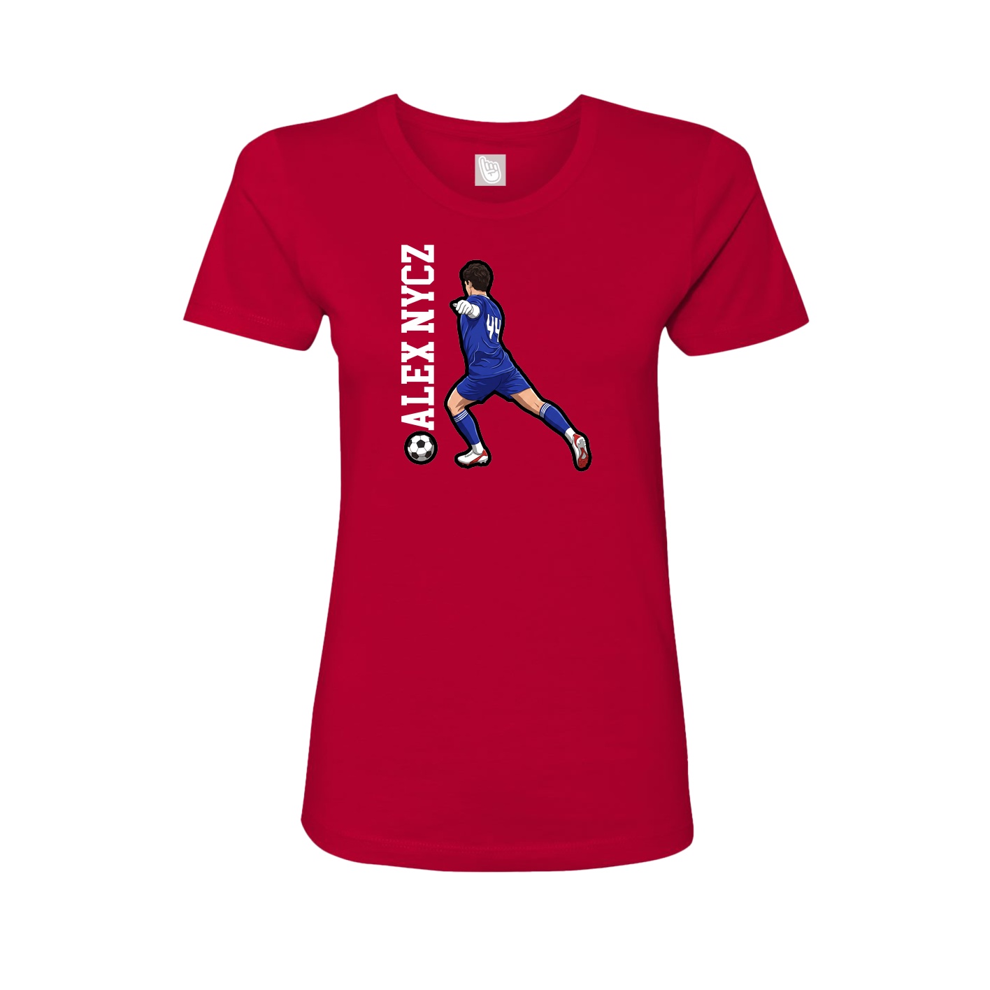Fitted Women's Tee — Name Vertical in Red