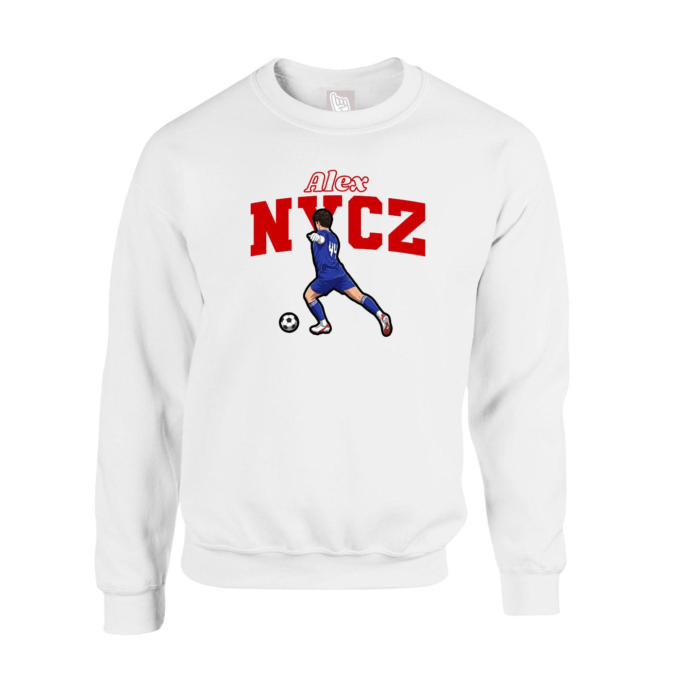Fleece Crew — Name Arch in White