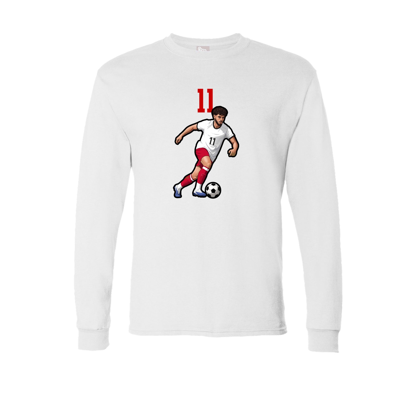Long Sleeve Tee — Number Top in White