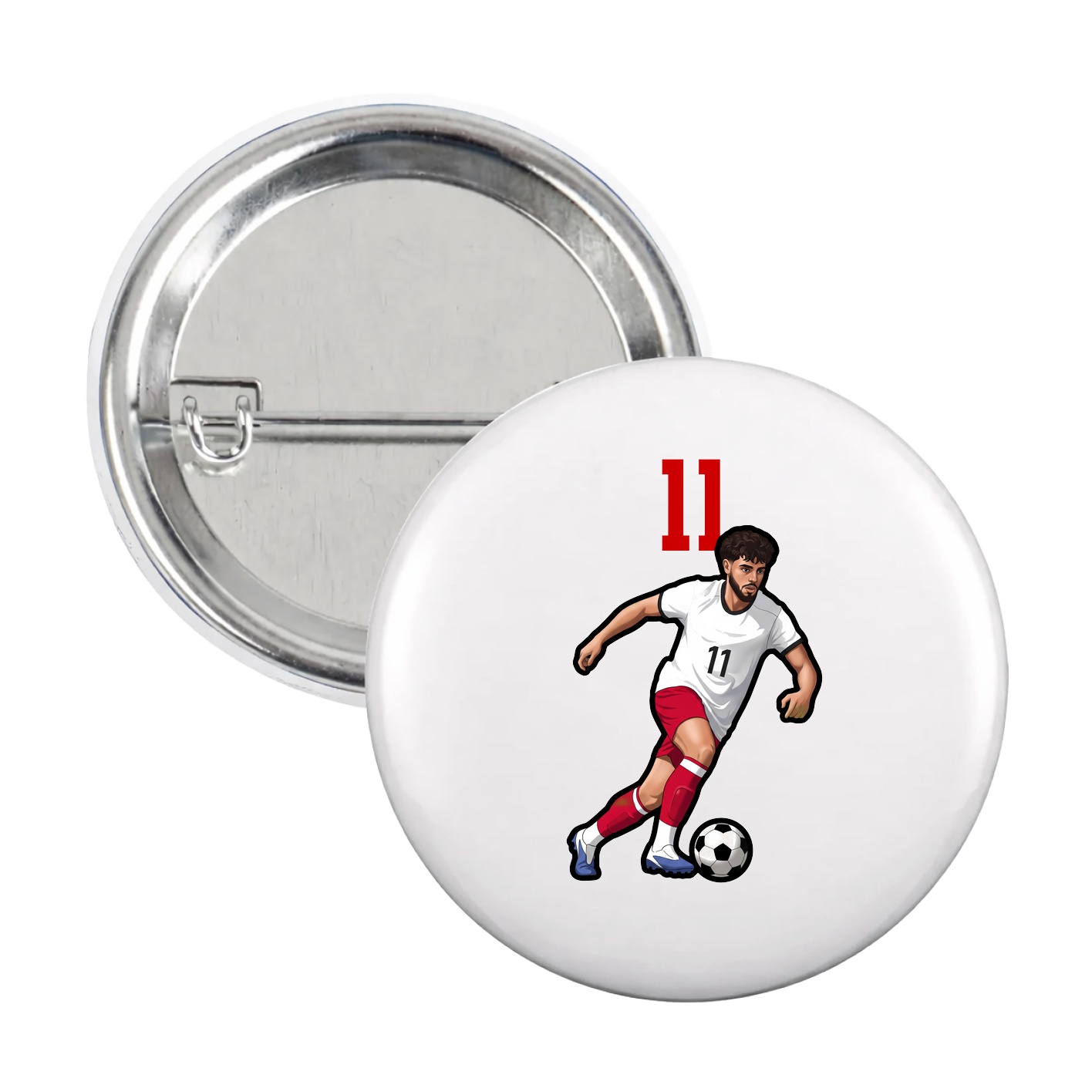 Game Day Button — Number Top in White