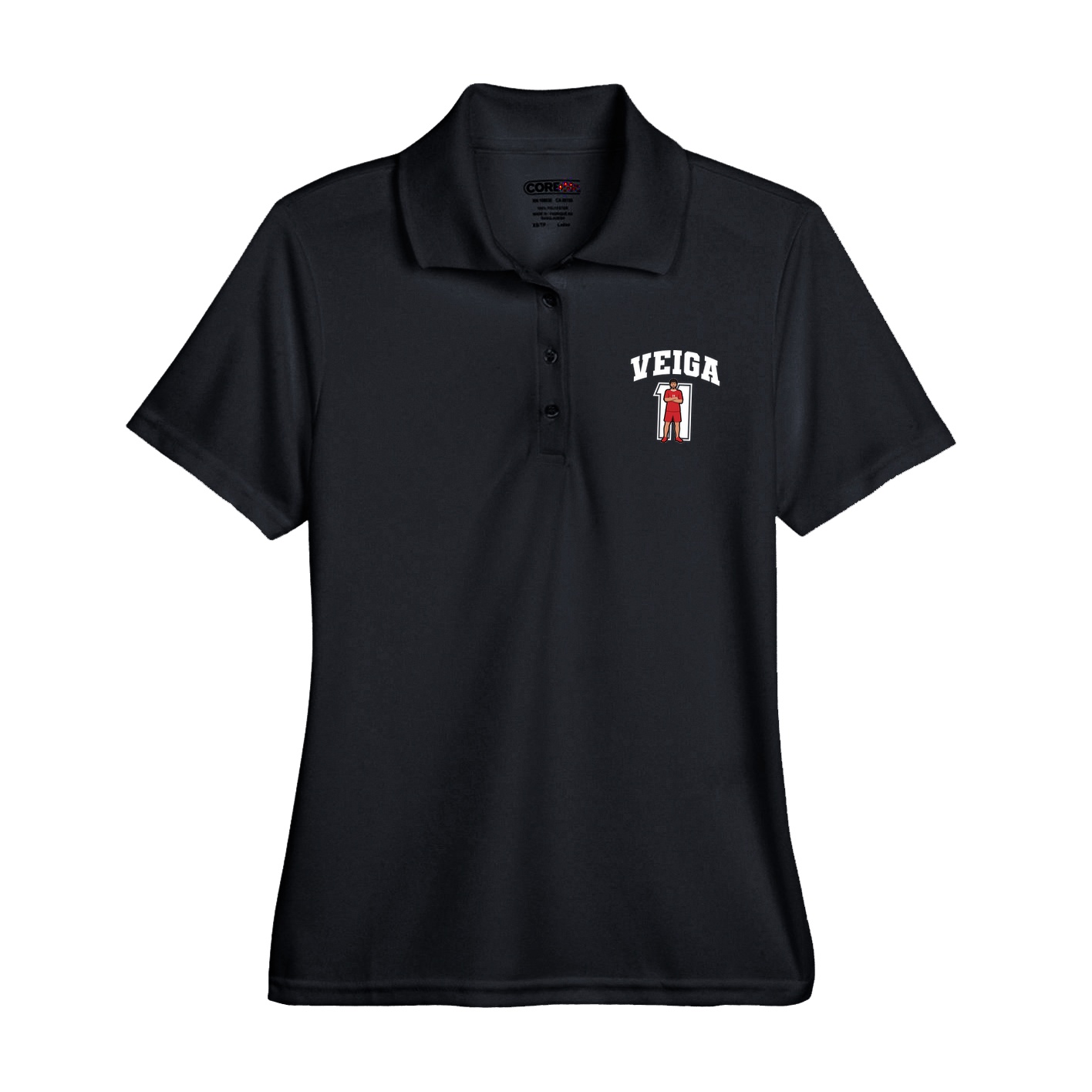 Womens Performance Polo — Number in Black