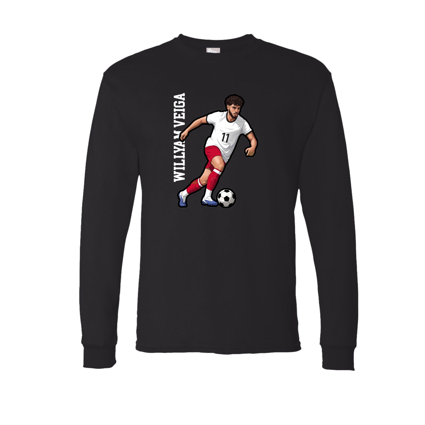 Long Sleeve Tee — Name Vertical in Black