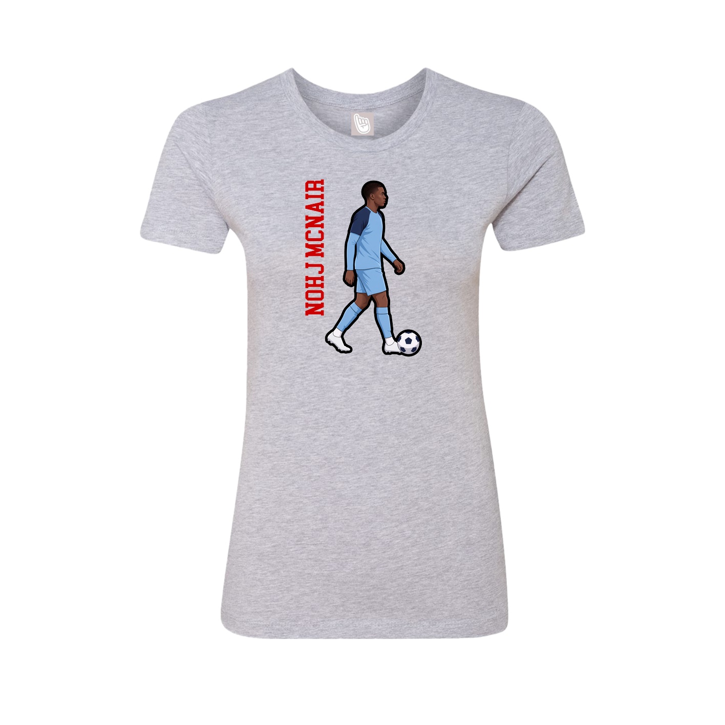 Fitted Women's Tee — Name Vertical in Grey