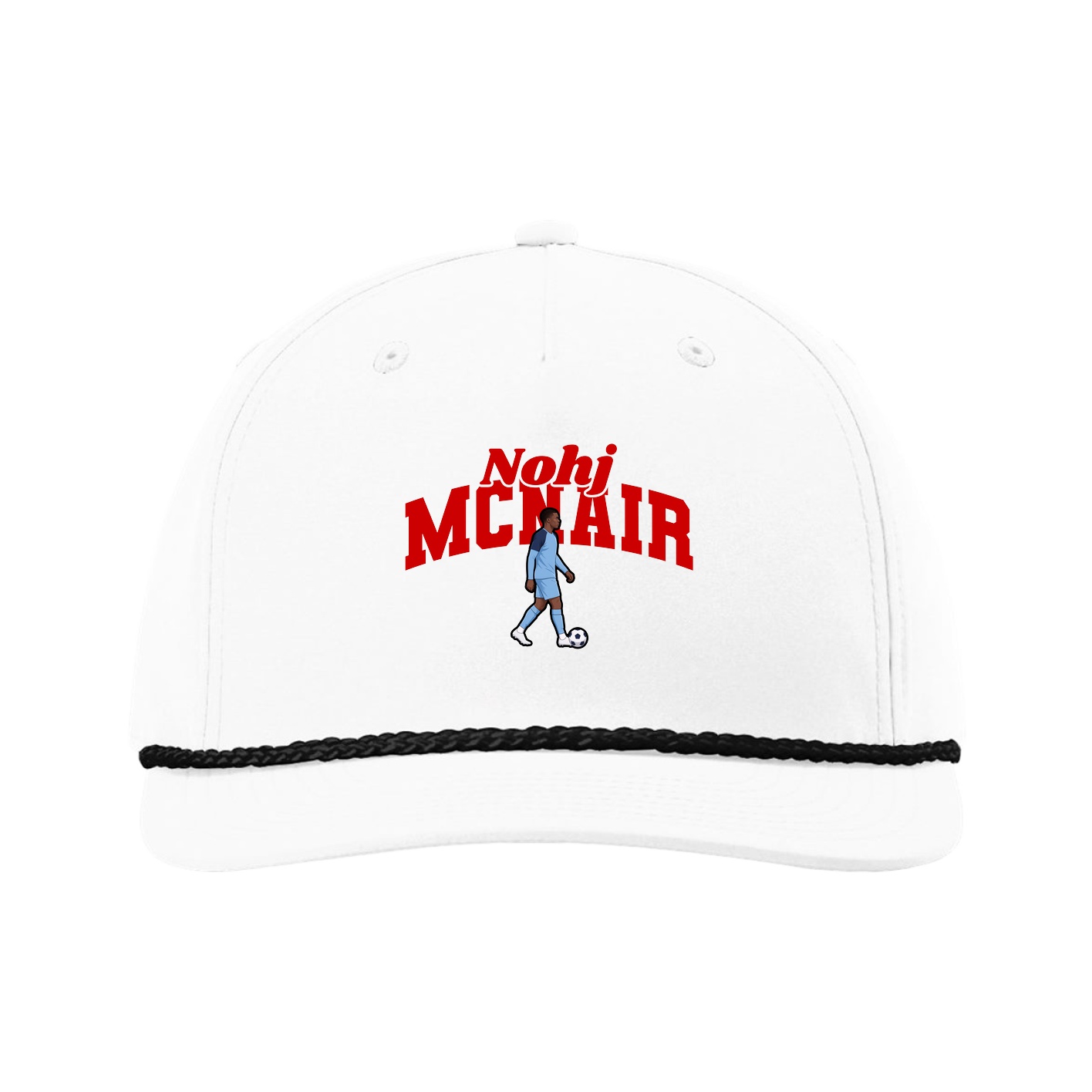 Five-Panel Classic Rope Cap — Signature Arch in White