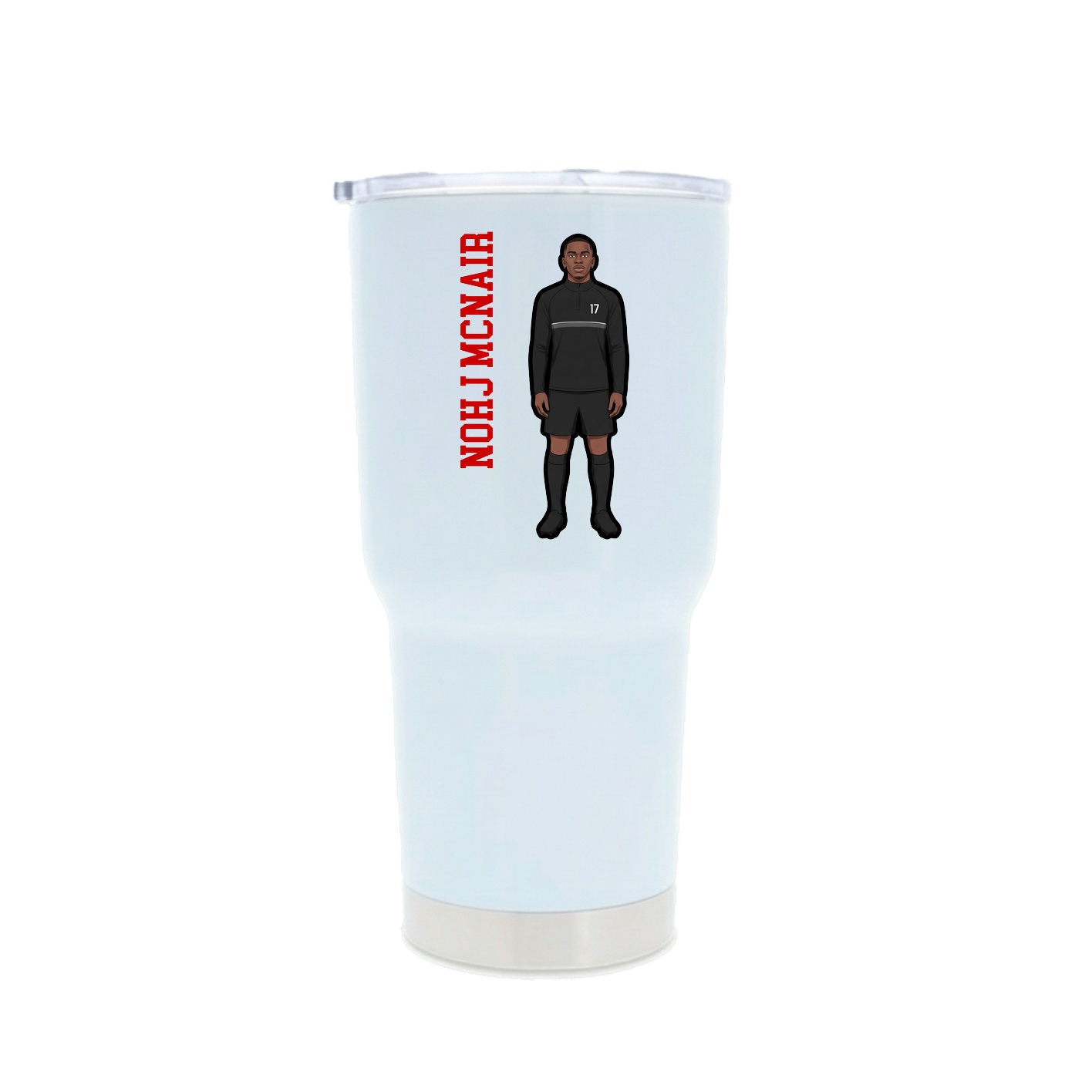 30oz Stainless Steel Tumbler — Name Vertical in White